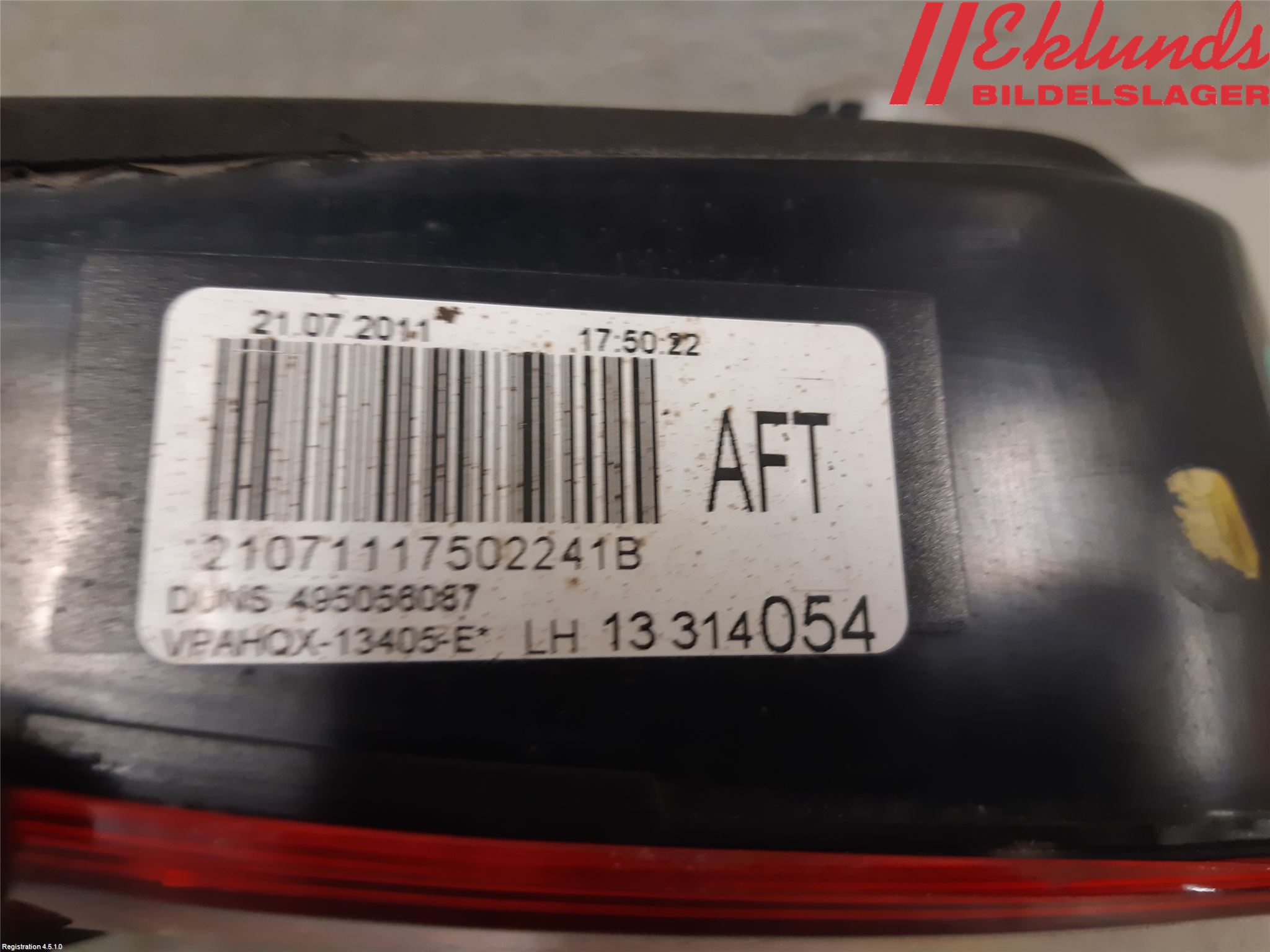 Opel ASTRA J 10-15 Bakljus Lucka Vä