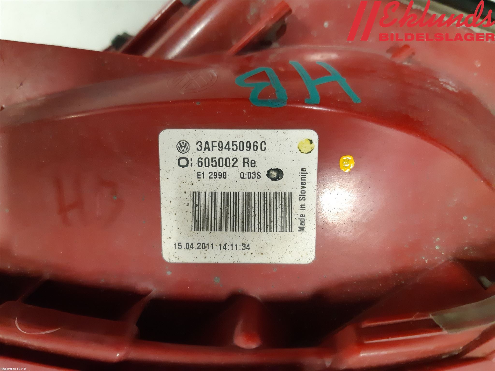 Volkswagen VW PASSAT 11-14 Bakljus Höger