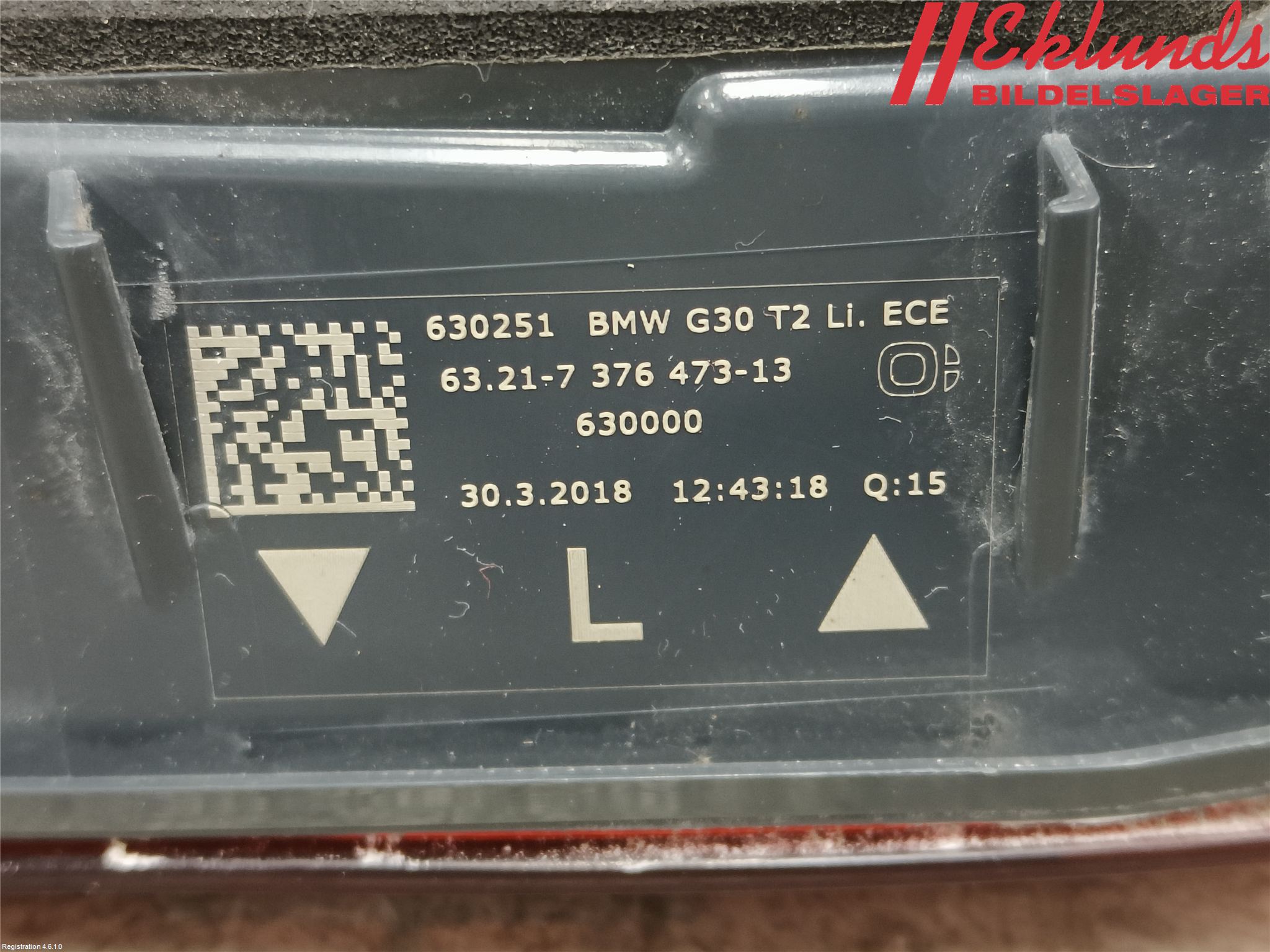 BMW 5 G30/G31/F90 17-23 Bakljus Lucka Vä