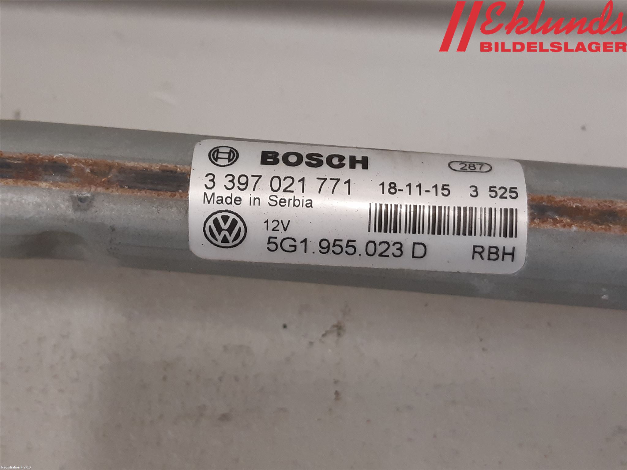 Volkswagen VW GOLF / E-GOLF VII 13-20 Torkarmekanism Vindruta