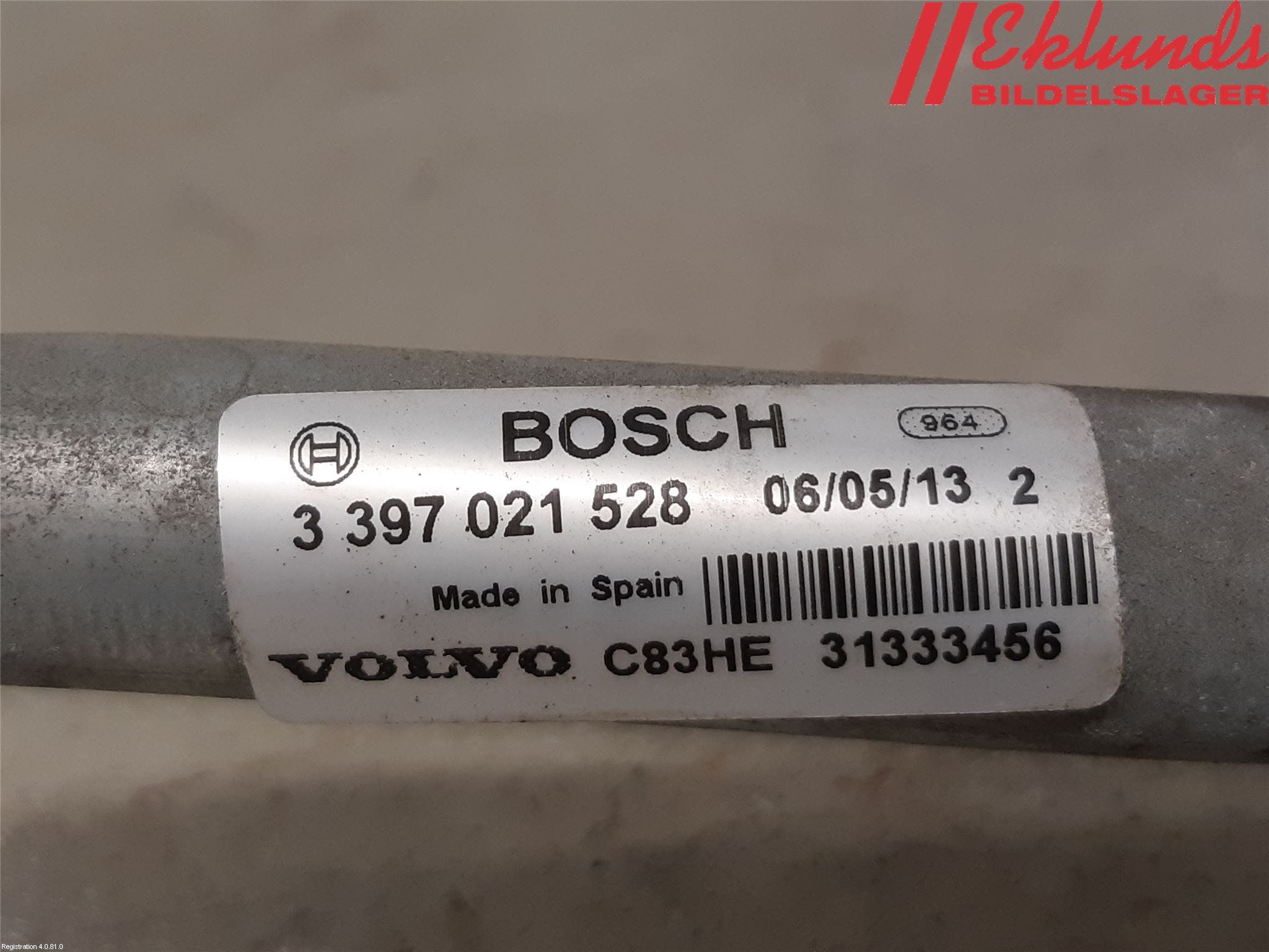 Volvo V70 14-16 Torkarmekanism Vindruta