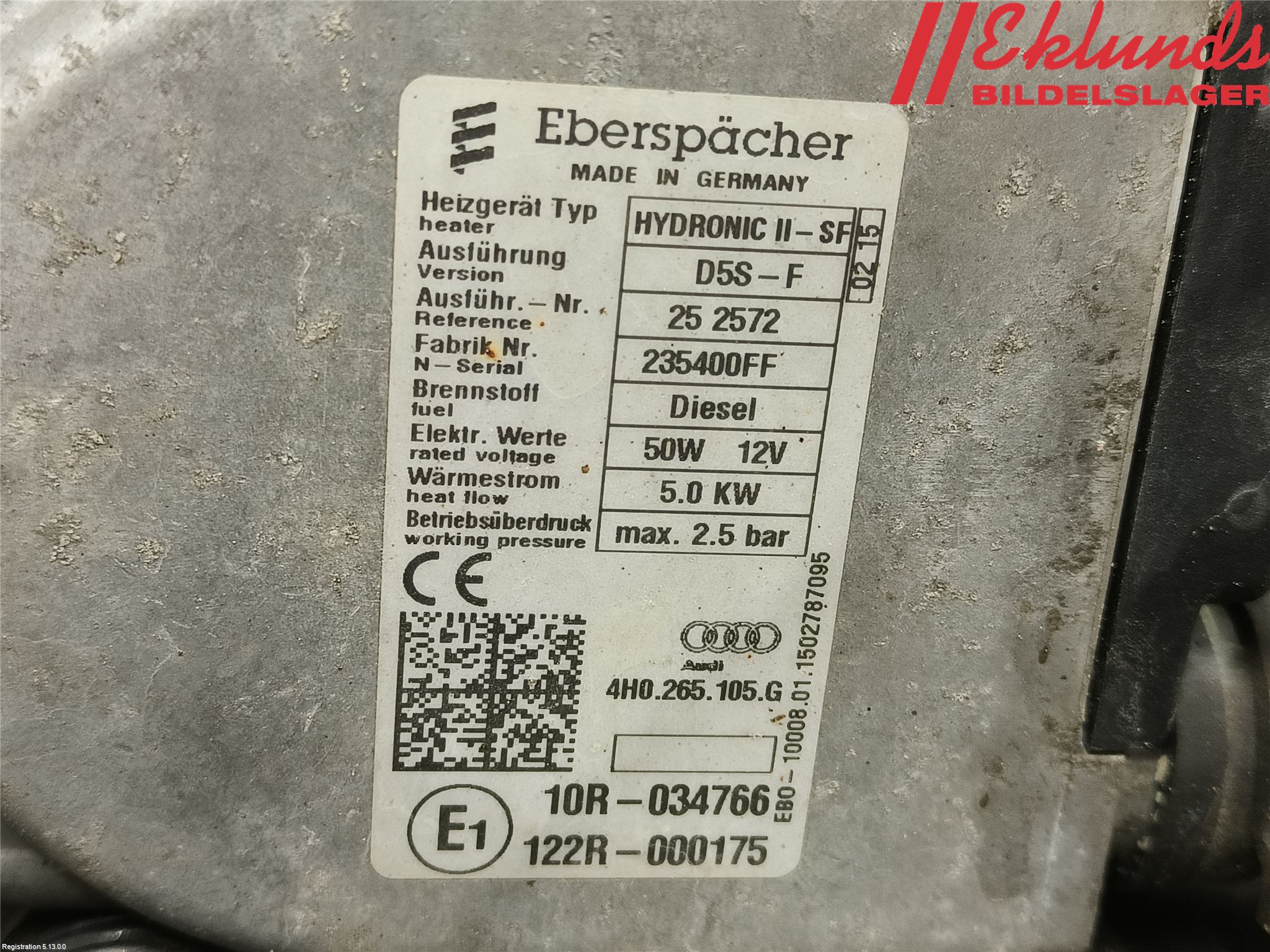 Audi A6/S6 4G 11-18 Dieselvärmare