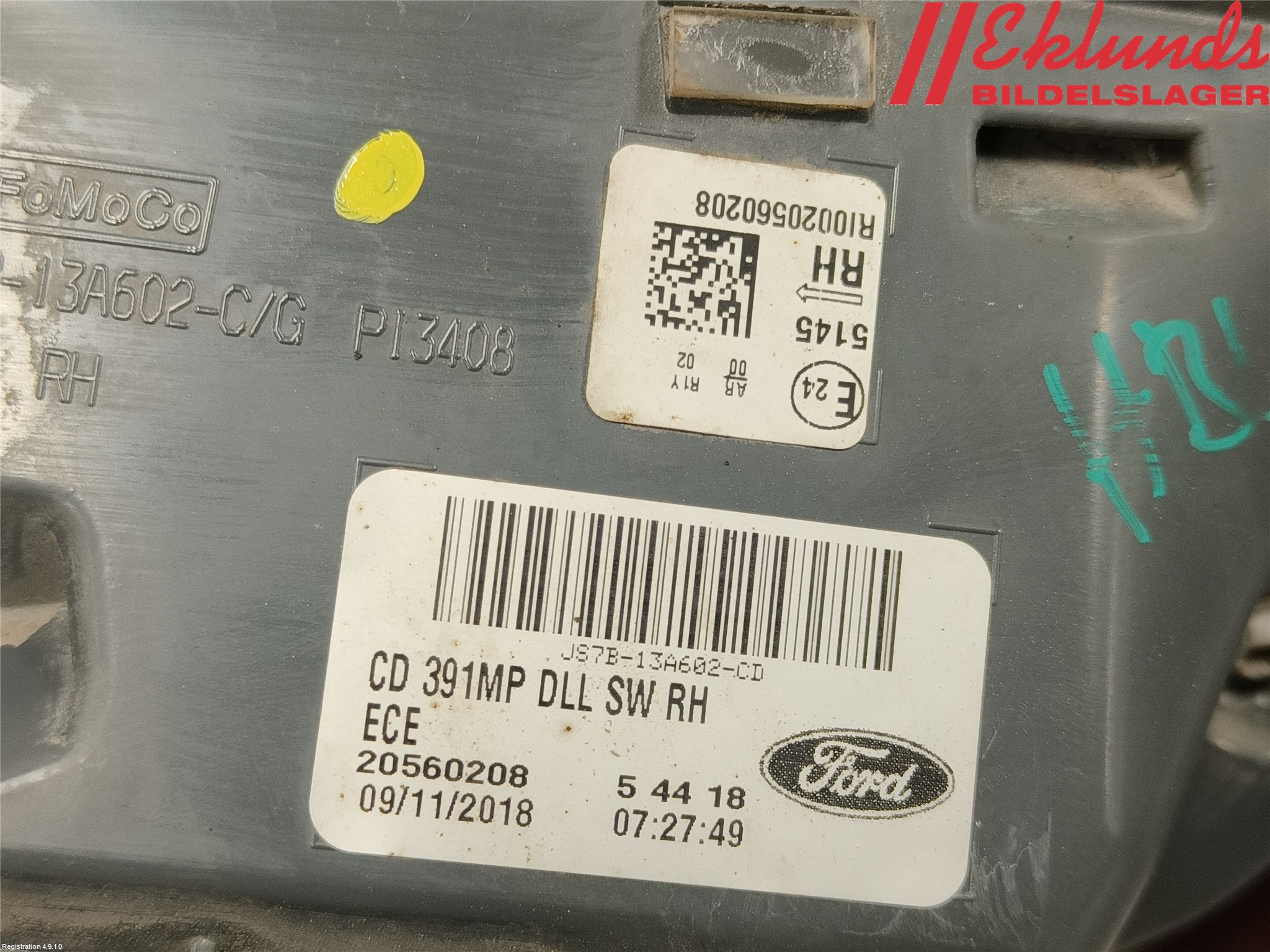 Ford MONDEO 15-22 Bakljus Lucka Hö