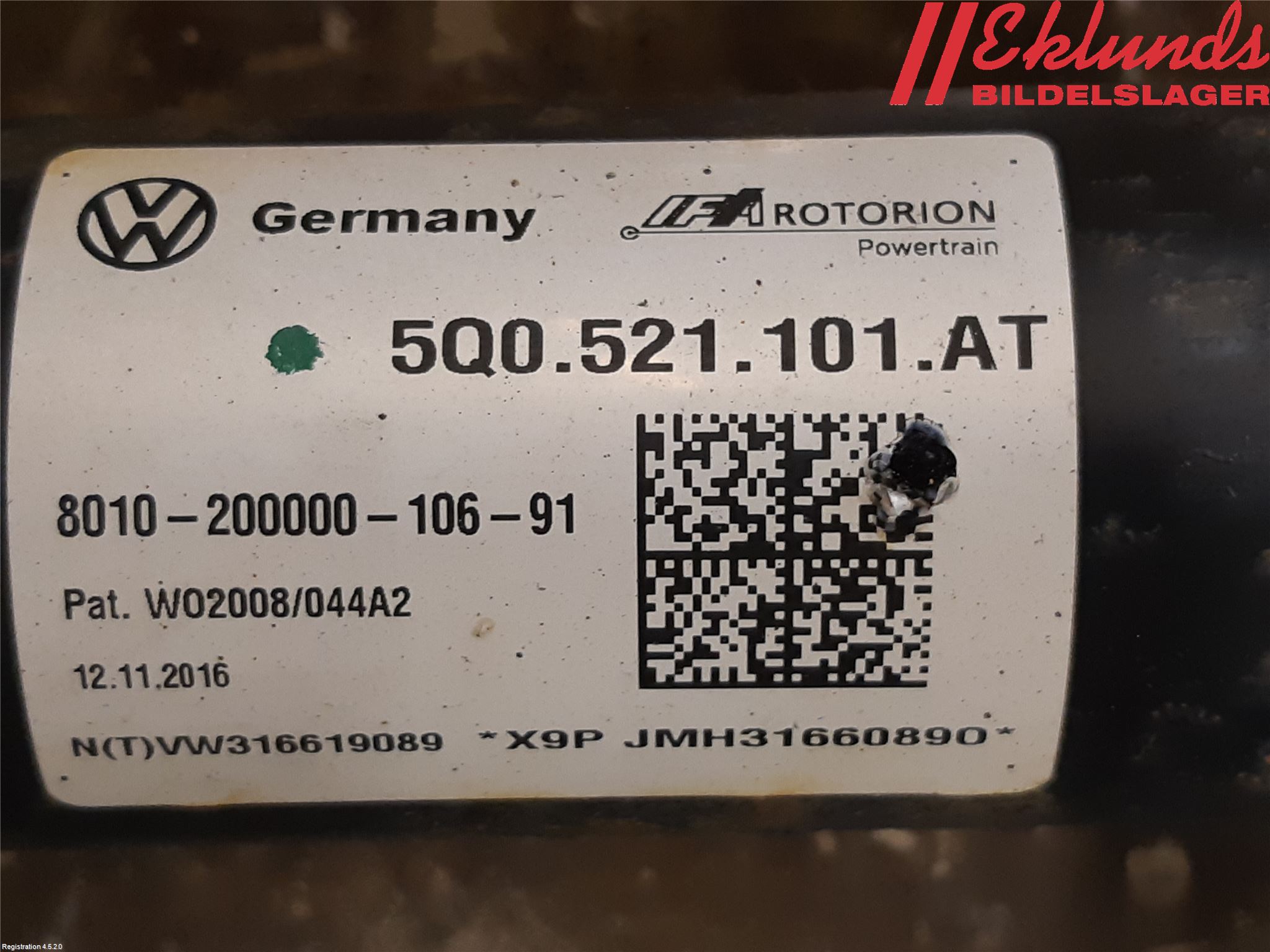 Volkswagen VW GOLF / E-GOLF VII 13-20 Mellanaxel Komp