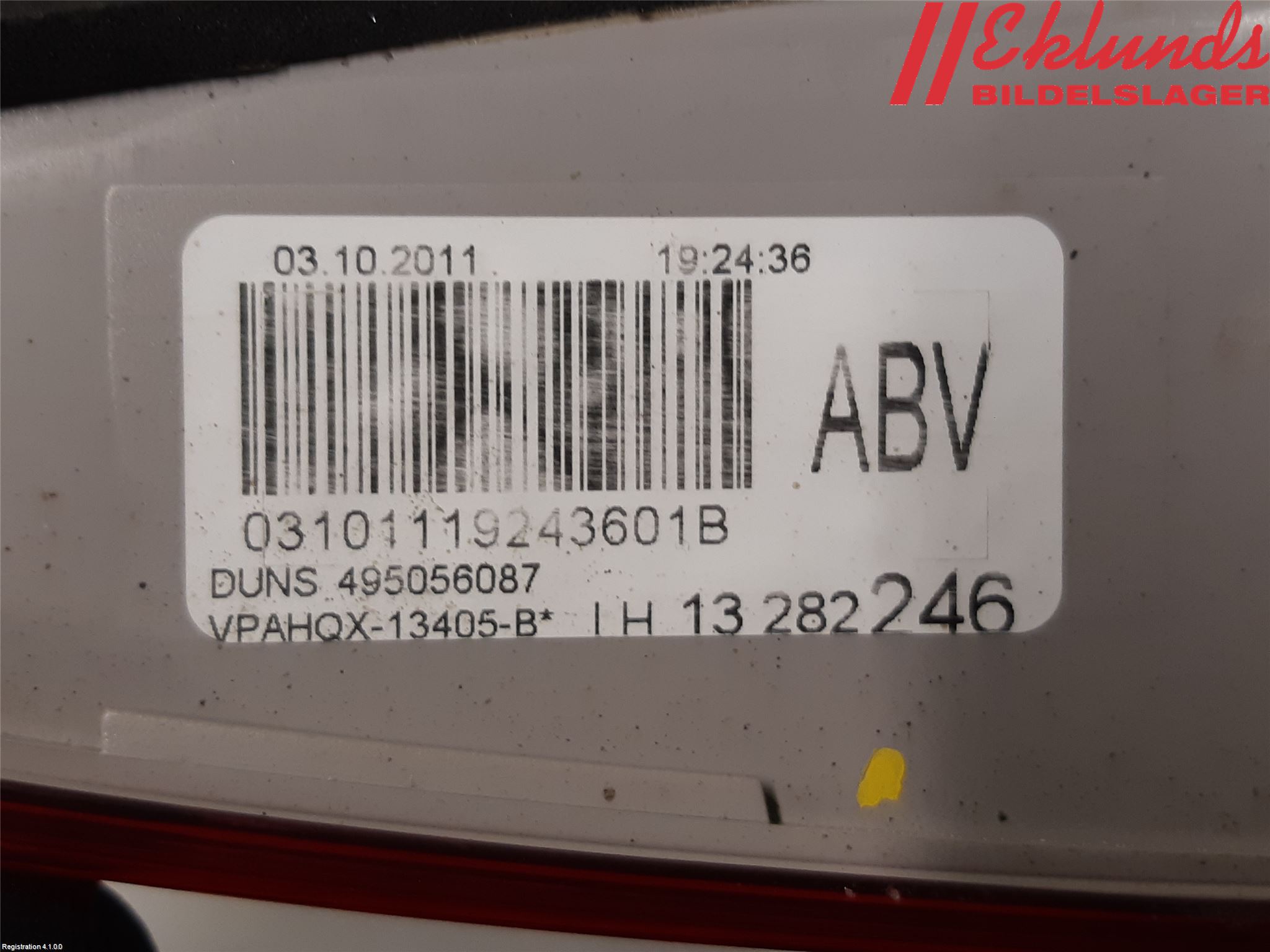 Opel ASTRA J 10-15 Bakljus Lucka Vä