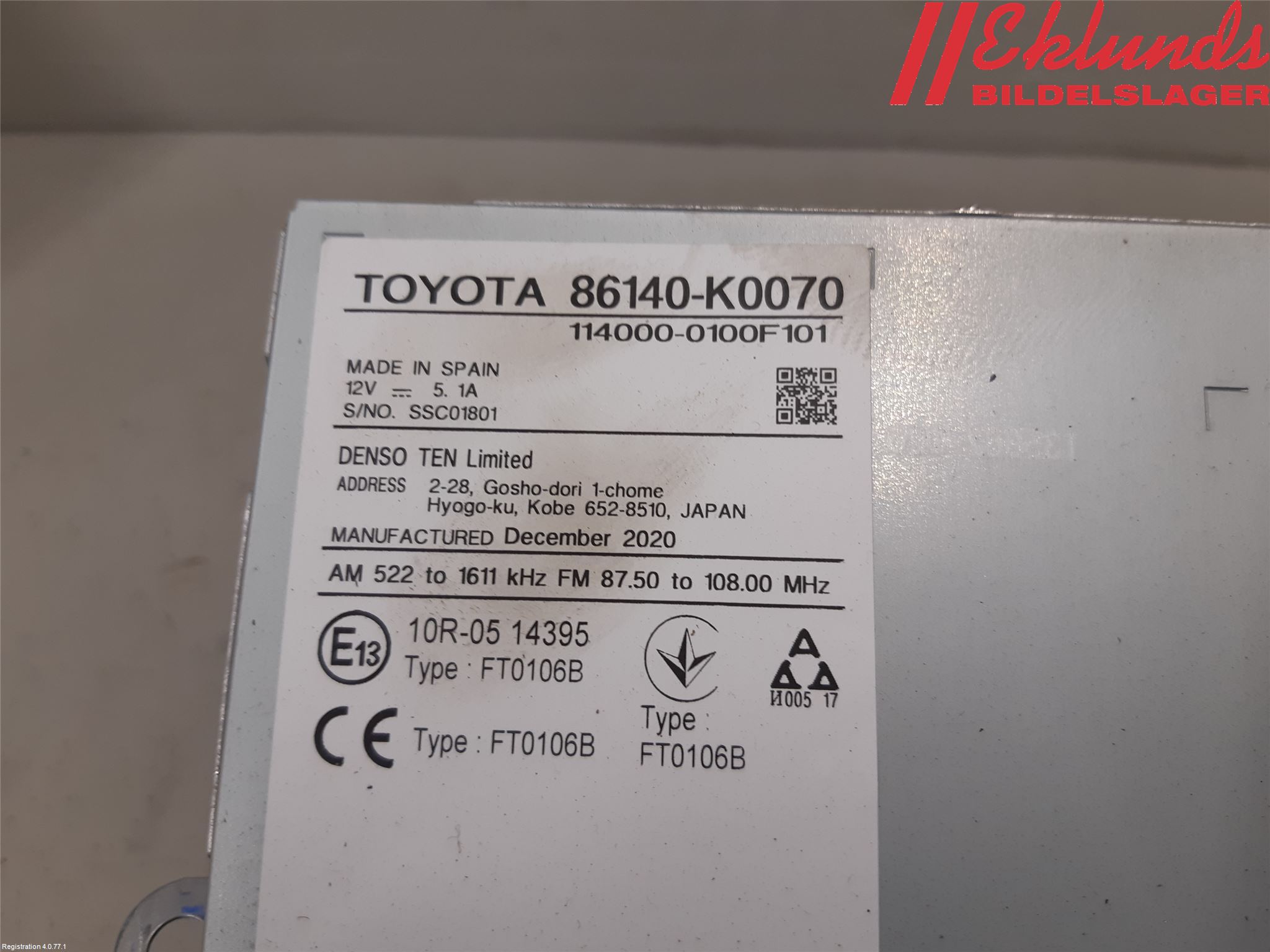 Toyota YARIS XP21 20- Cd Radio - Multimediapanel