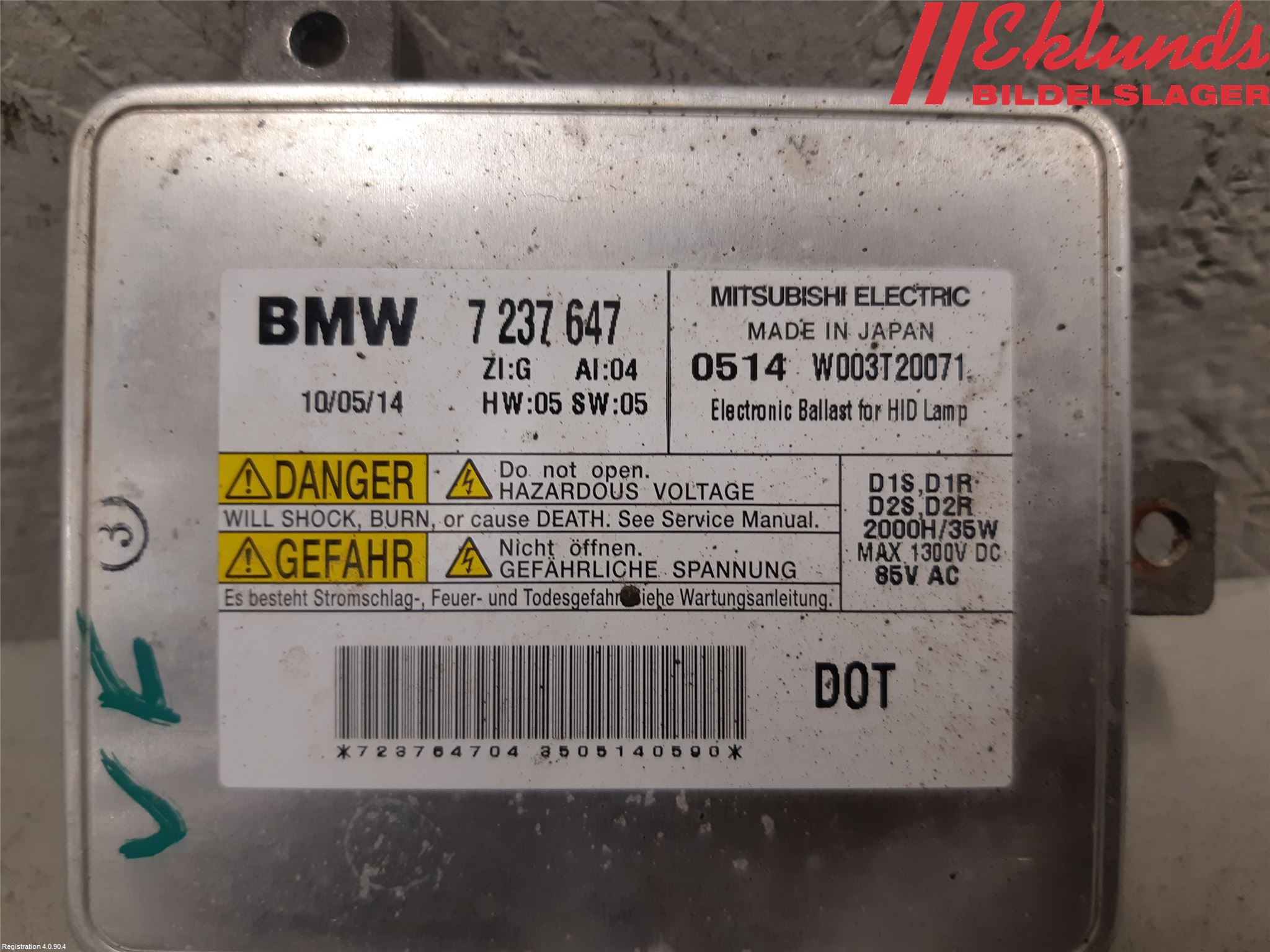 BMW X1 E84 10-15 Styrenhet Strålkastare