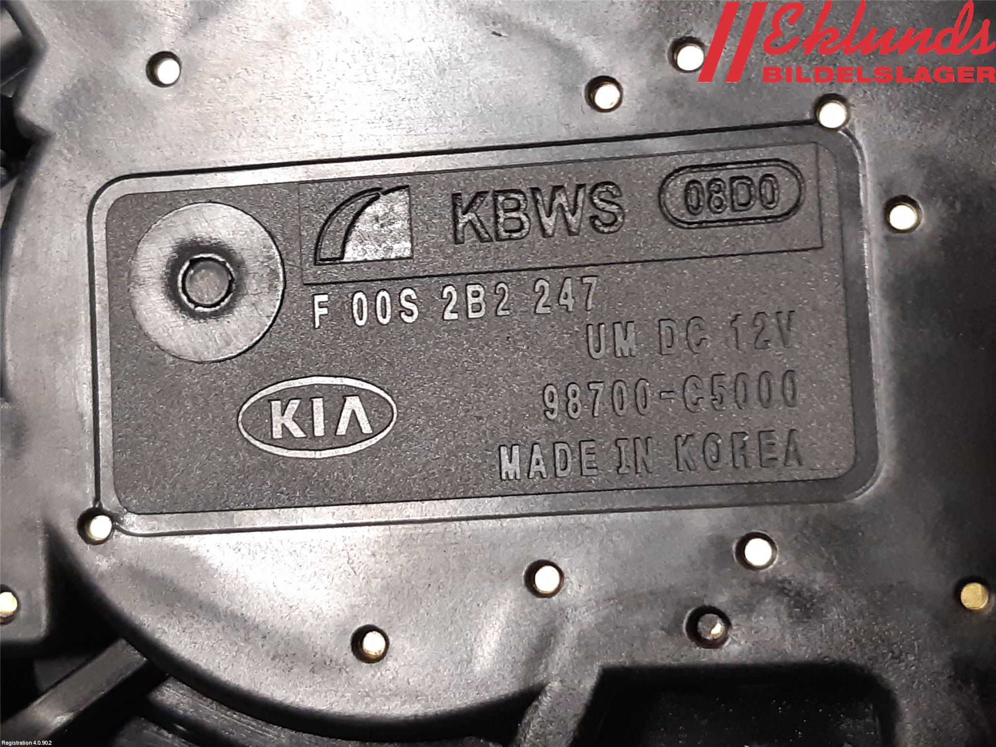 Kia SORENTO 15-20 Torkarmotor Baklucka