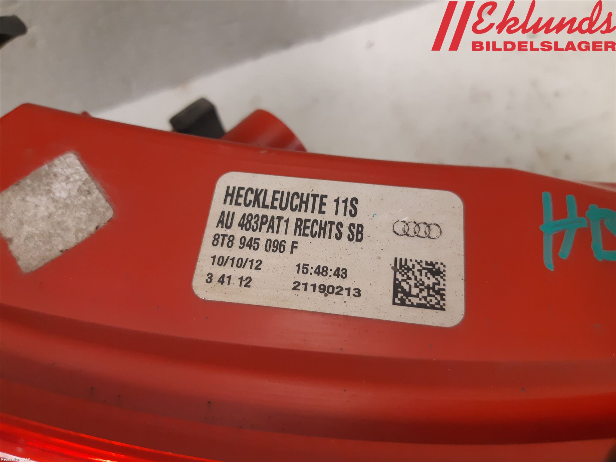 Audi A5 07-16 Bakljus Höger