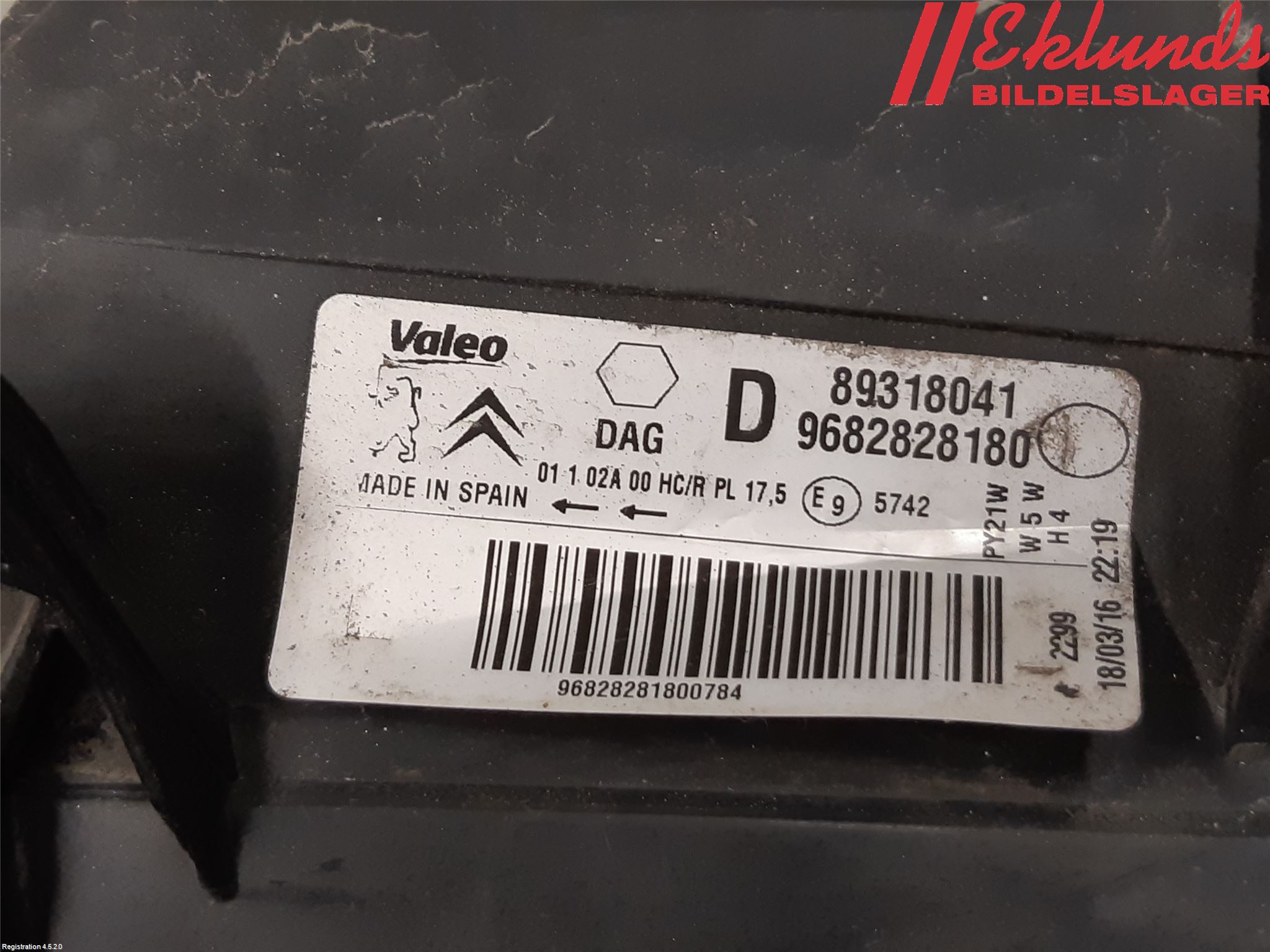 Citroen BERLINGO 08-18 Strålkastare Höger