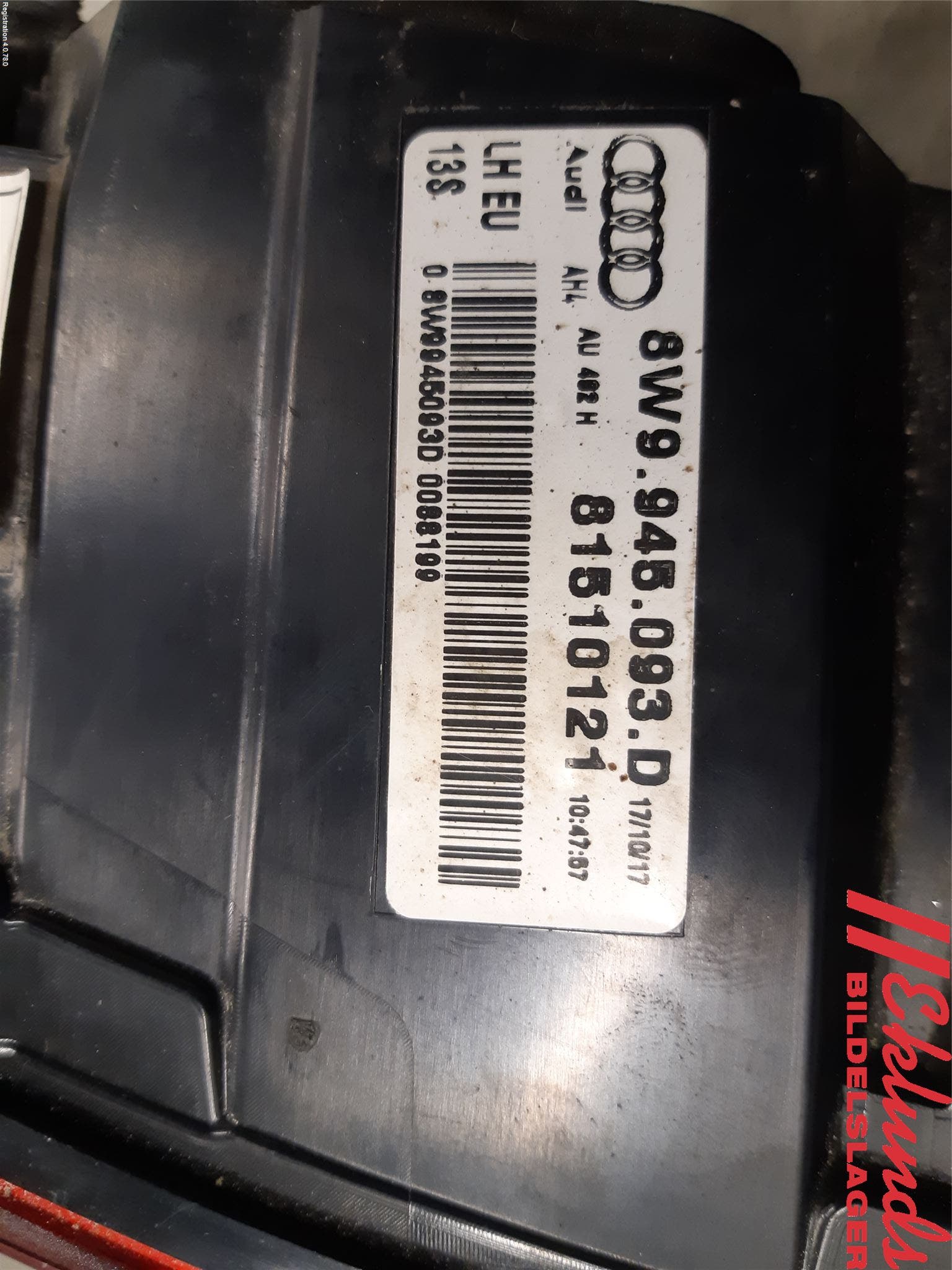 Audi A4/S4 B9 16-19 Bakljus Lucka Vä