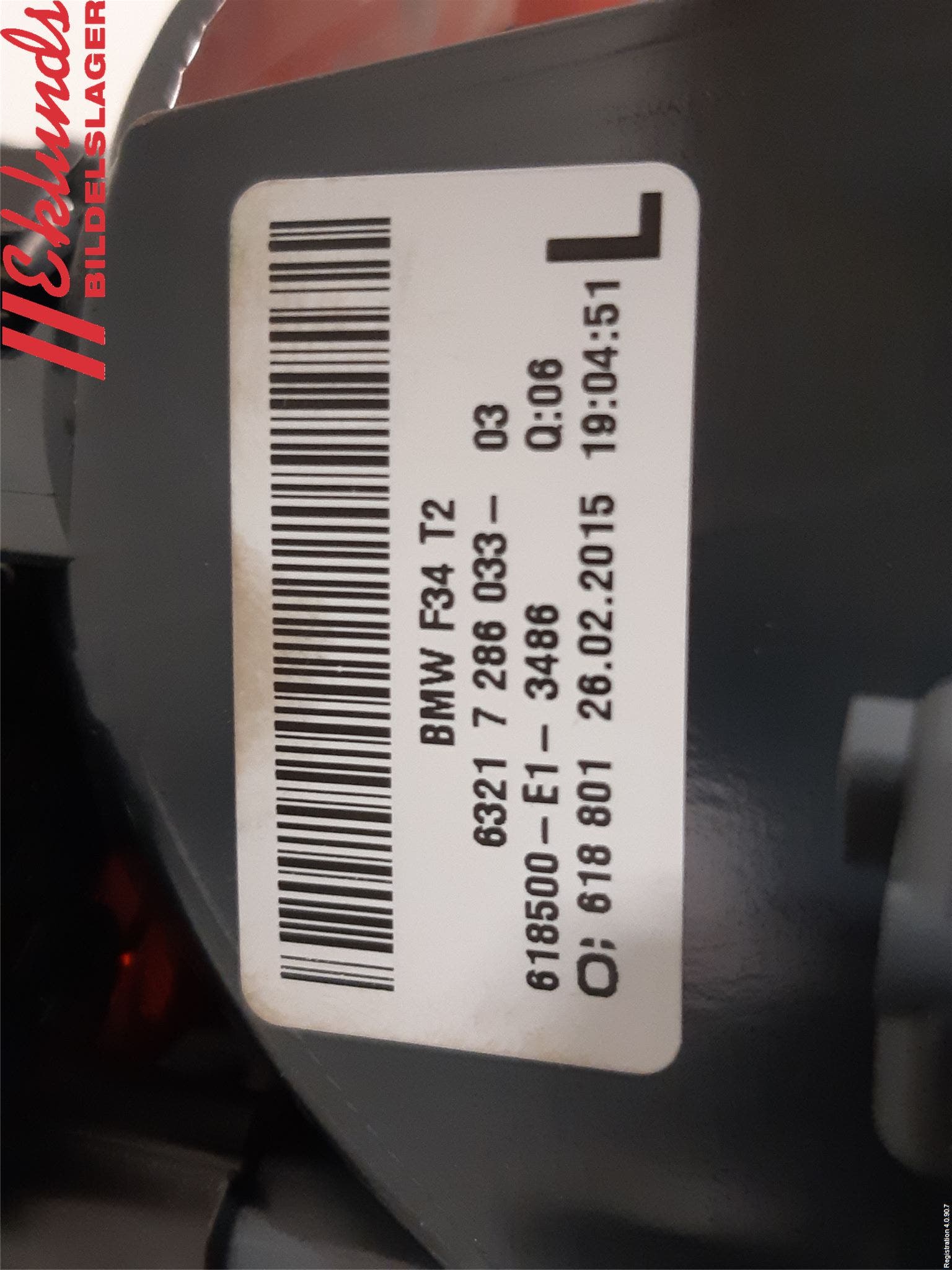 BMW 3 GT F34 13-19 Bakljus Lucka Vä