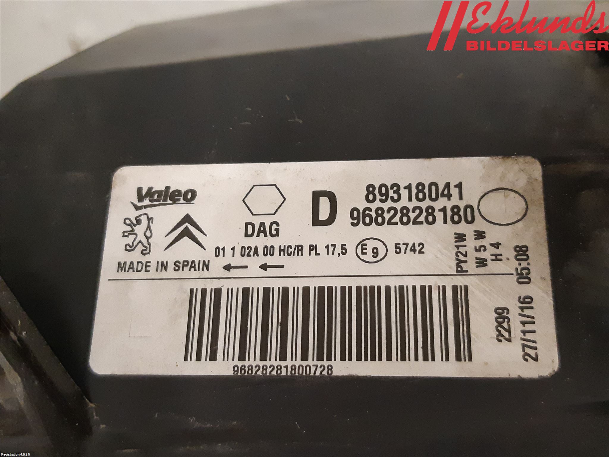 Citroen BERLINGO 08-18 Strålkastare Höger