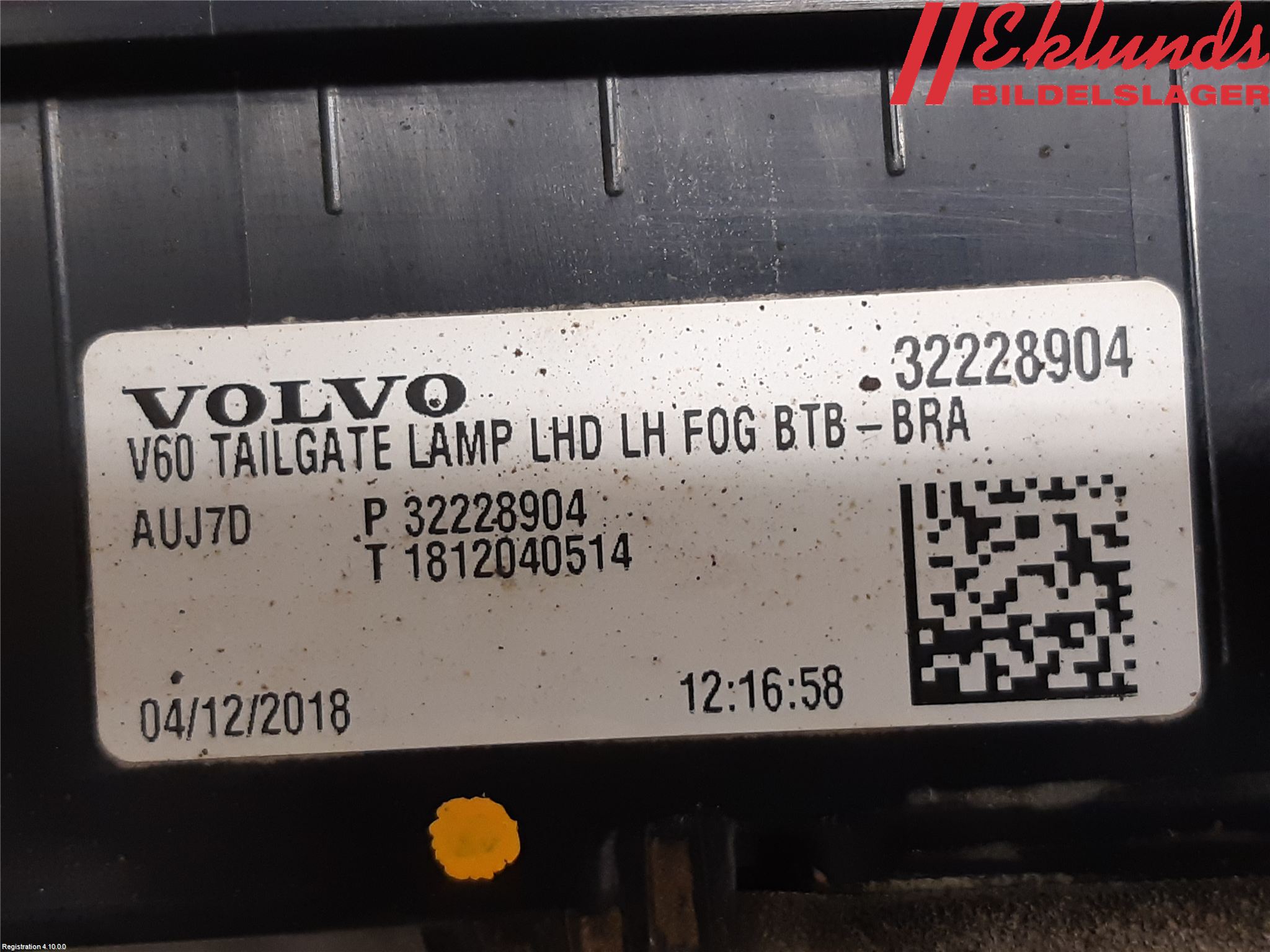 Volvo V60 19- Bakljus Lucka Vä