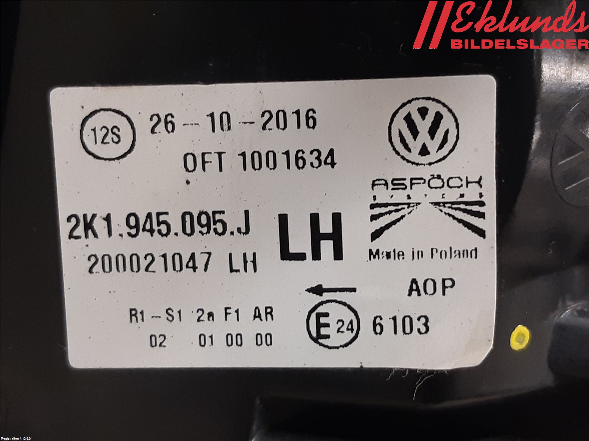 Volkswagen VW CADDY 11-15 Bakljus Vänster