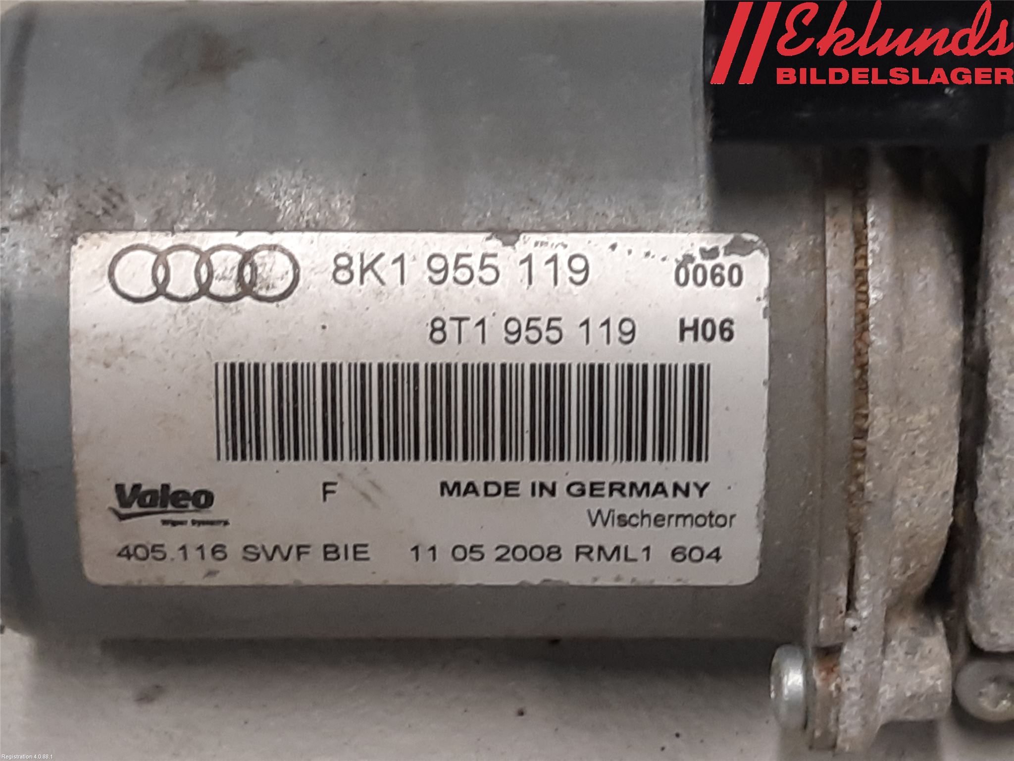 Audi A4/S4 08-11 Torkarmotor Vindruta