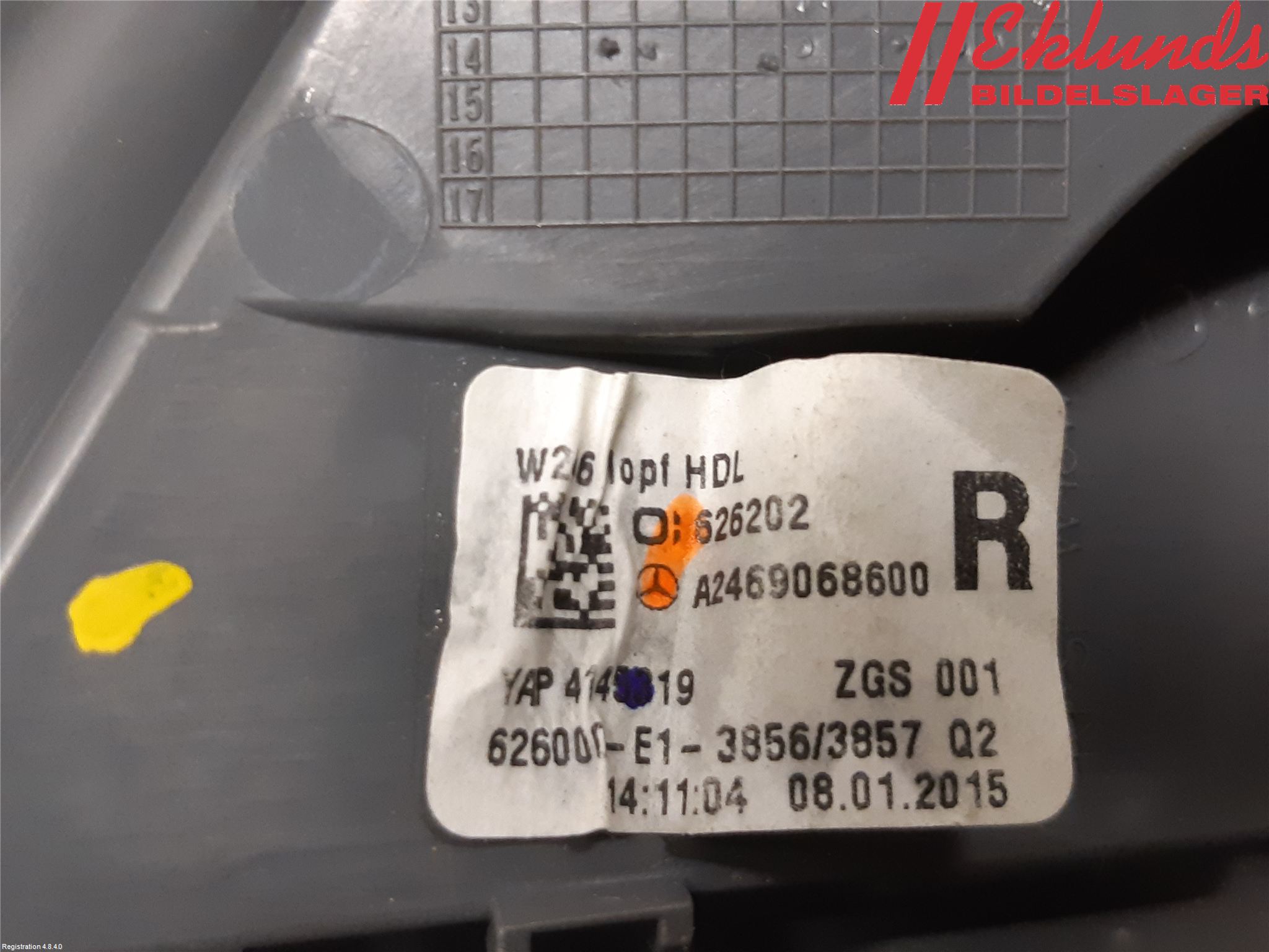 Mercedes-Benz MB B-KLASS (W246/W242) 12-19 Bakljus Lucka Hö
