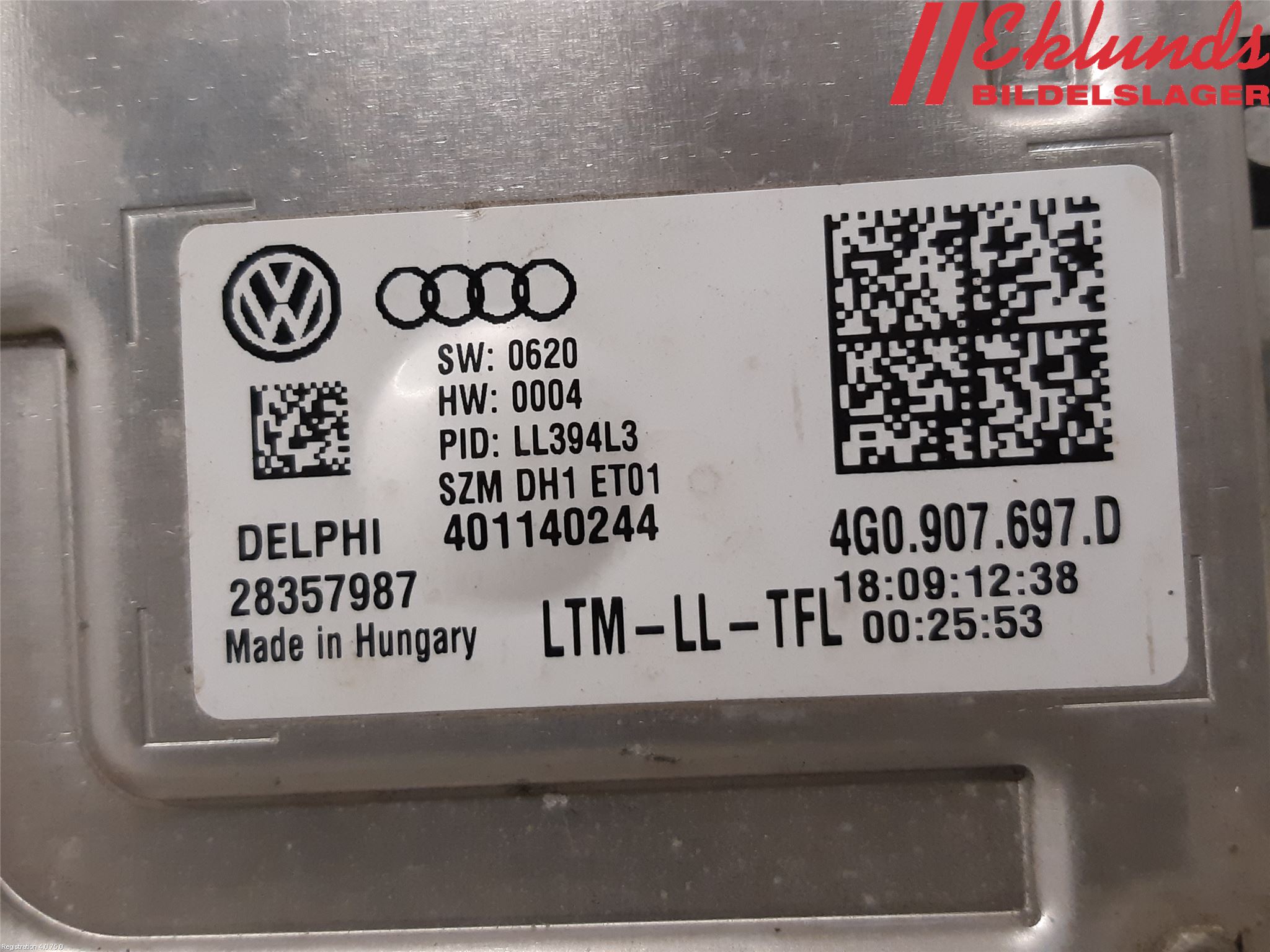Audi A4 ALLROAD 09-16 Styrenhet Strålkastare