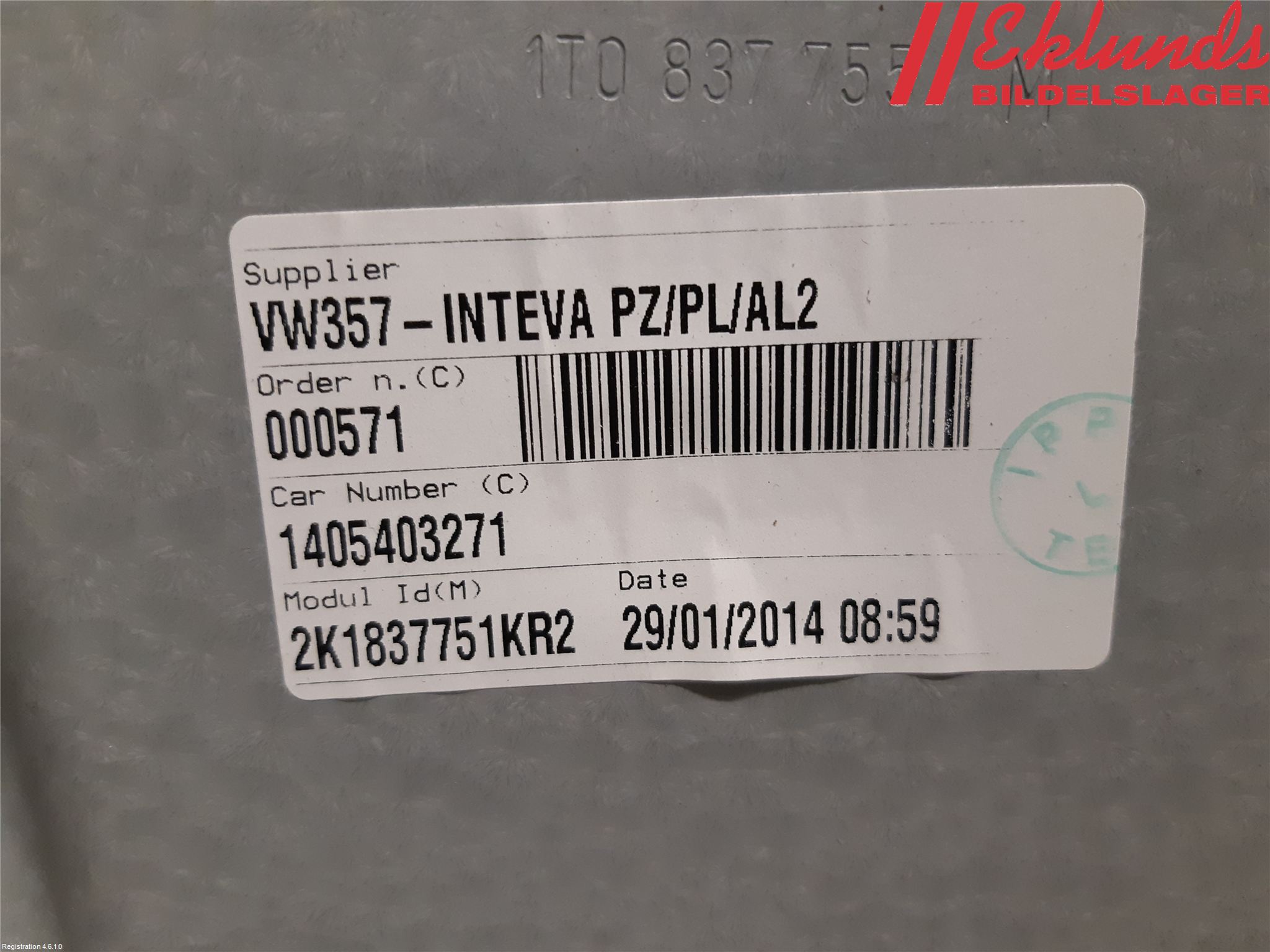 Volkswagen VW CADDY 11-15 Fönsterhiss El Kompl
