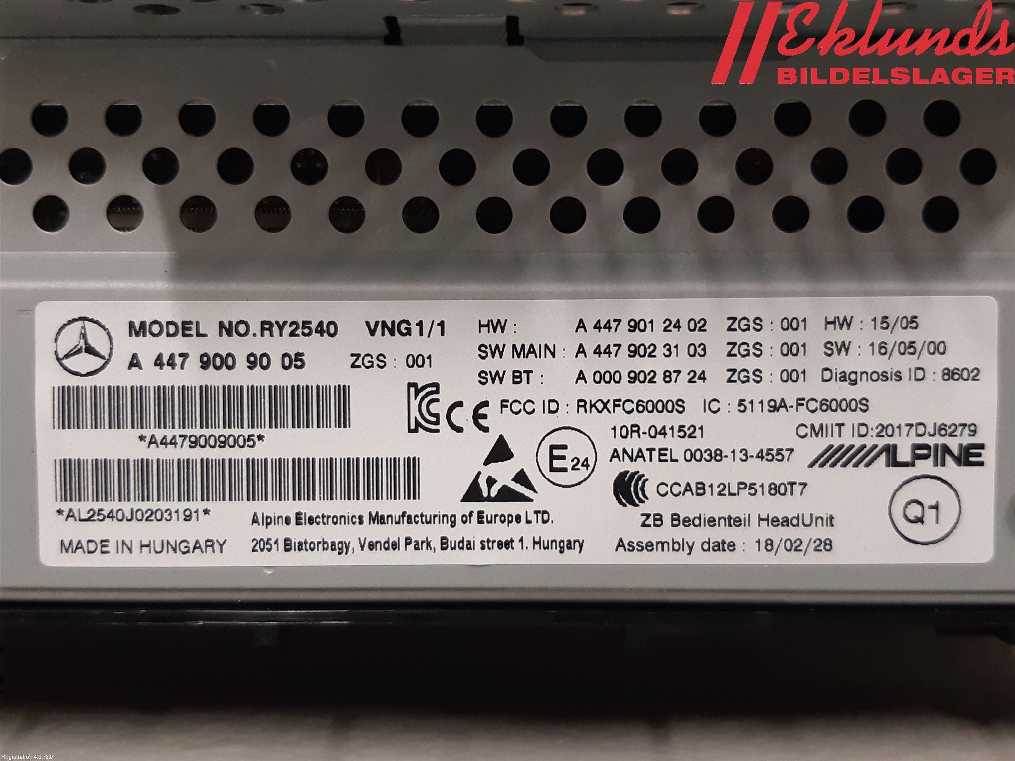 Mercedes-Benz MB VITO/V-KLASS (W640,W447,W448) 14- Cd Radio - Multimediapanel