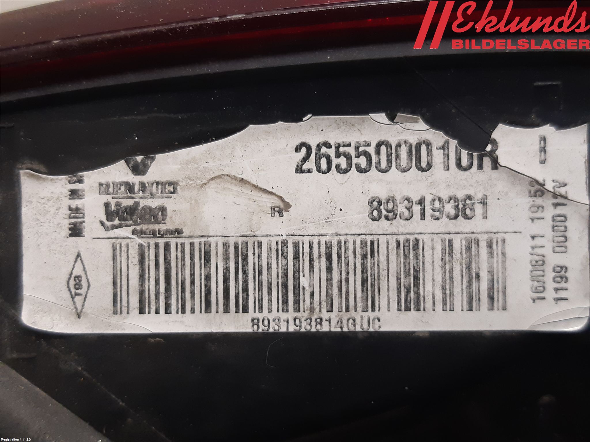 Renault MEGANE III 09-15 Bakljus Höger