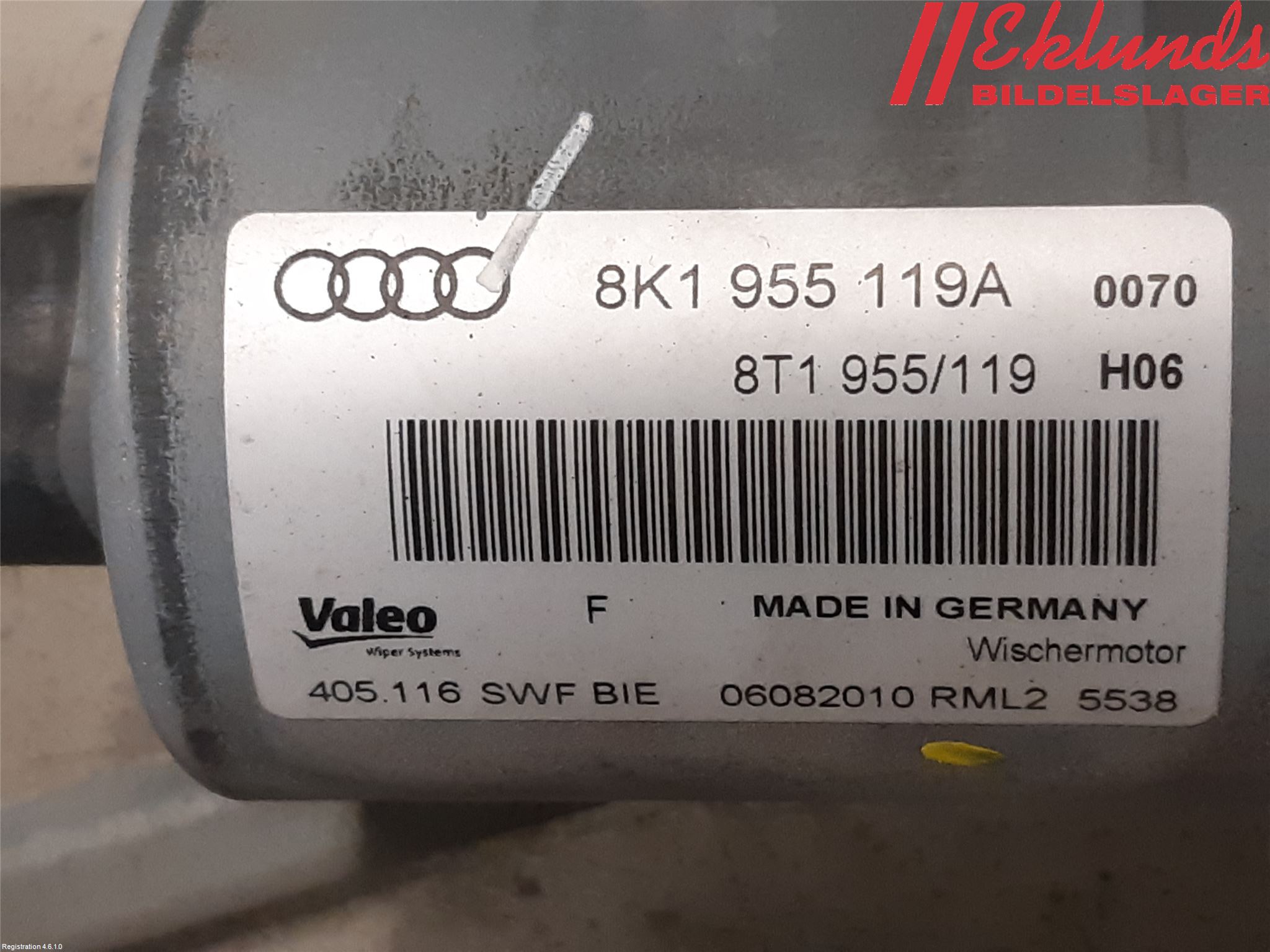Audi A4/S4 08-11 Torkarmotor Vindruta