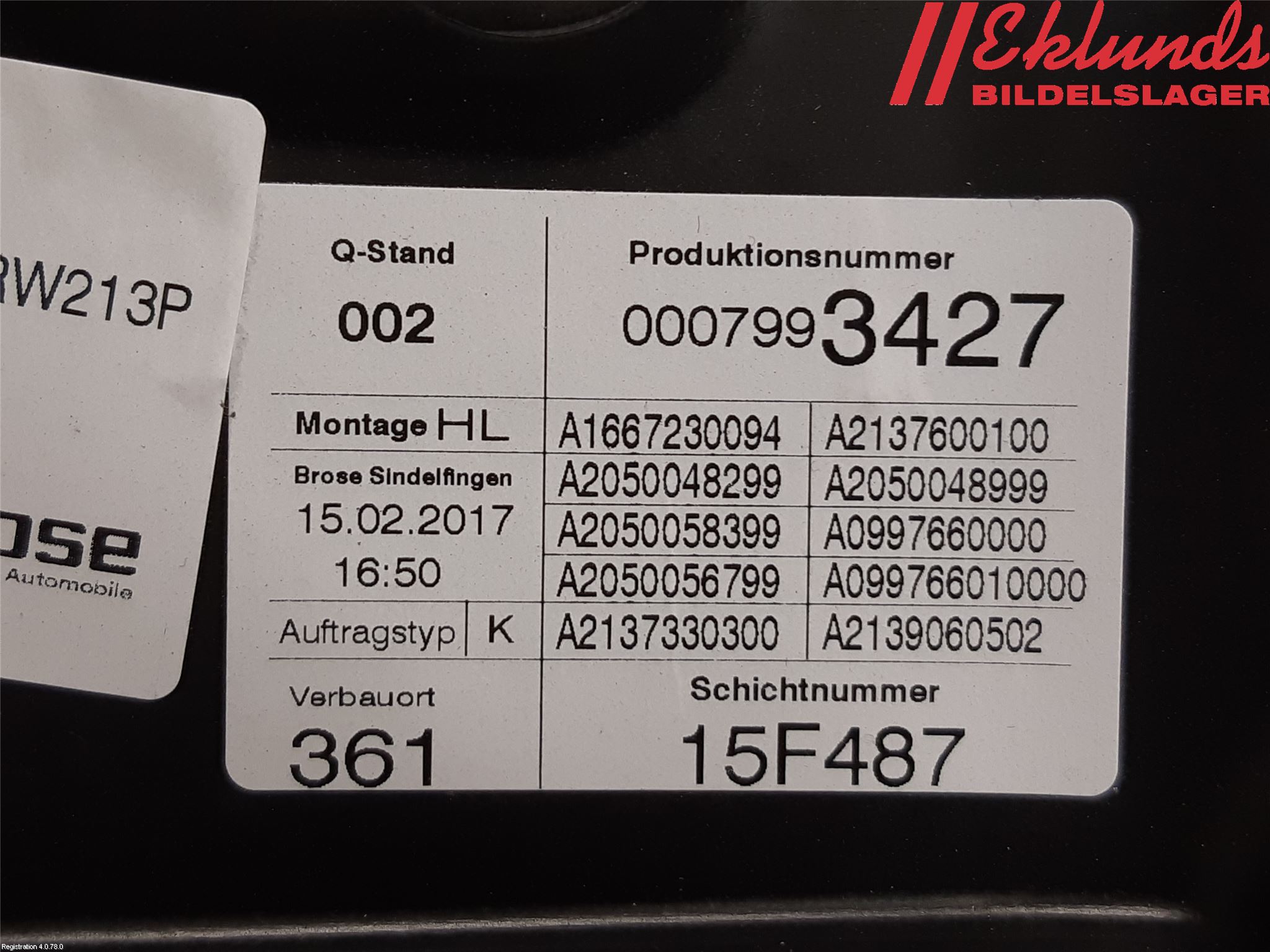 Mercedes-Benz MB E-KLASS (W213) 16-23 Fönsterhiss El Kompl