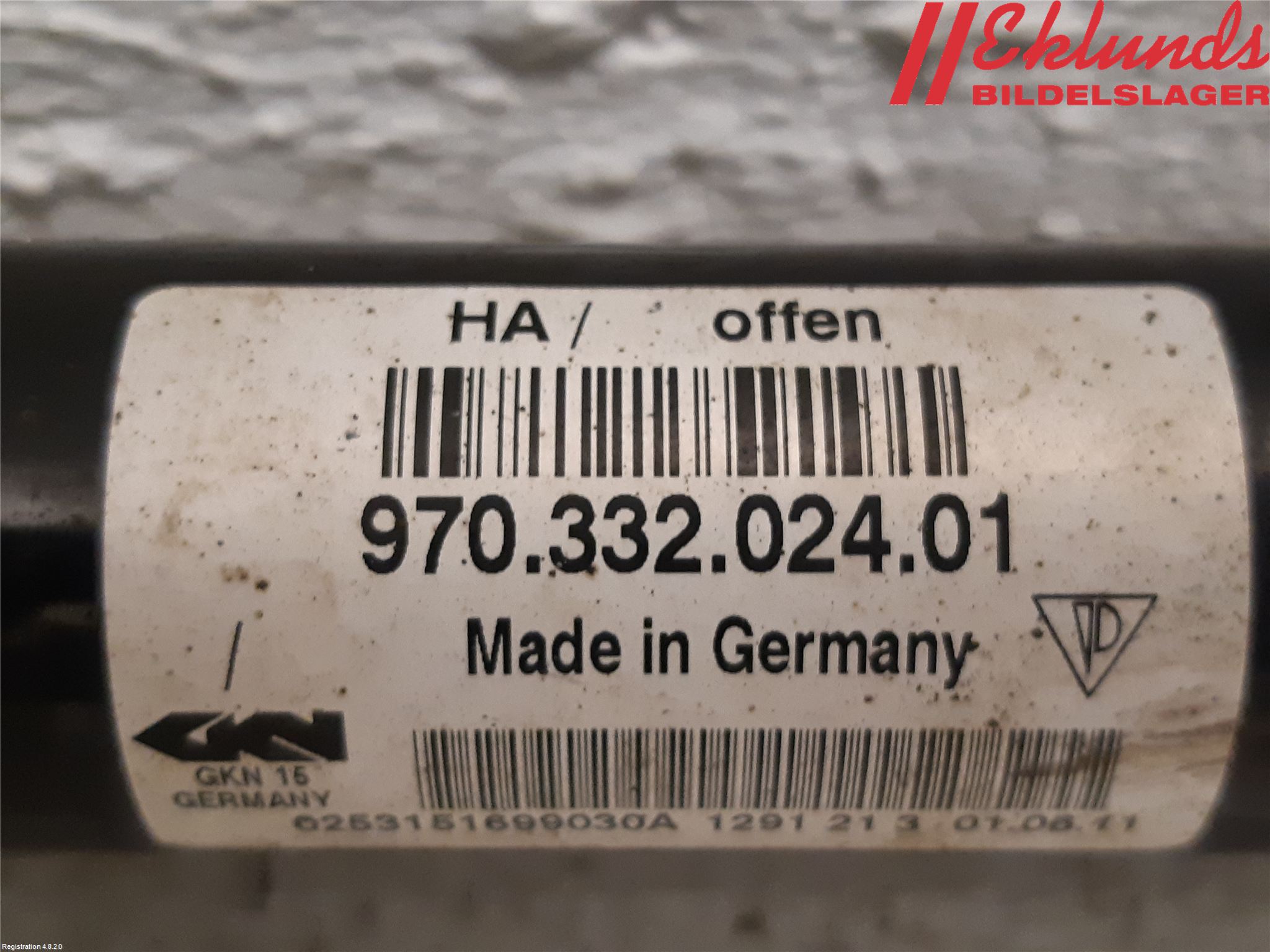 Porsche PANAMERA 09- Drivaxel Bak Vänster