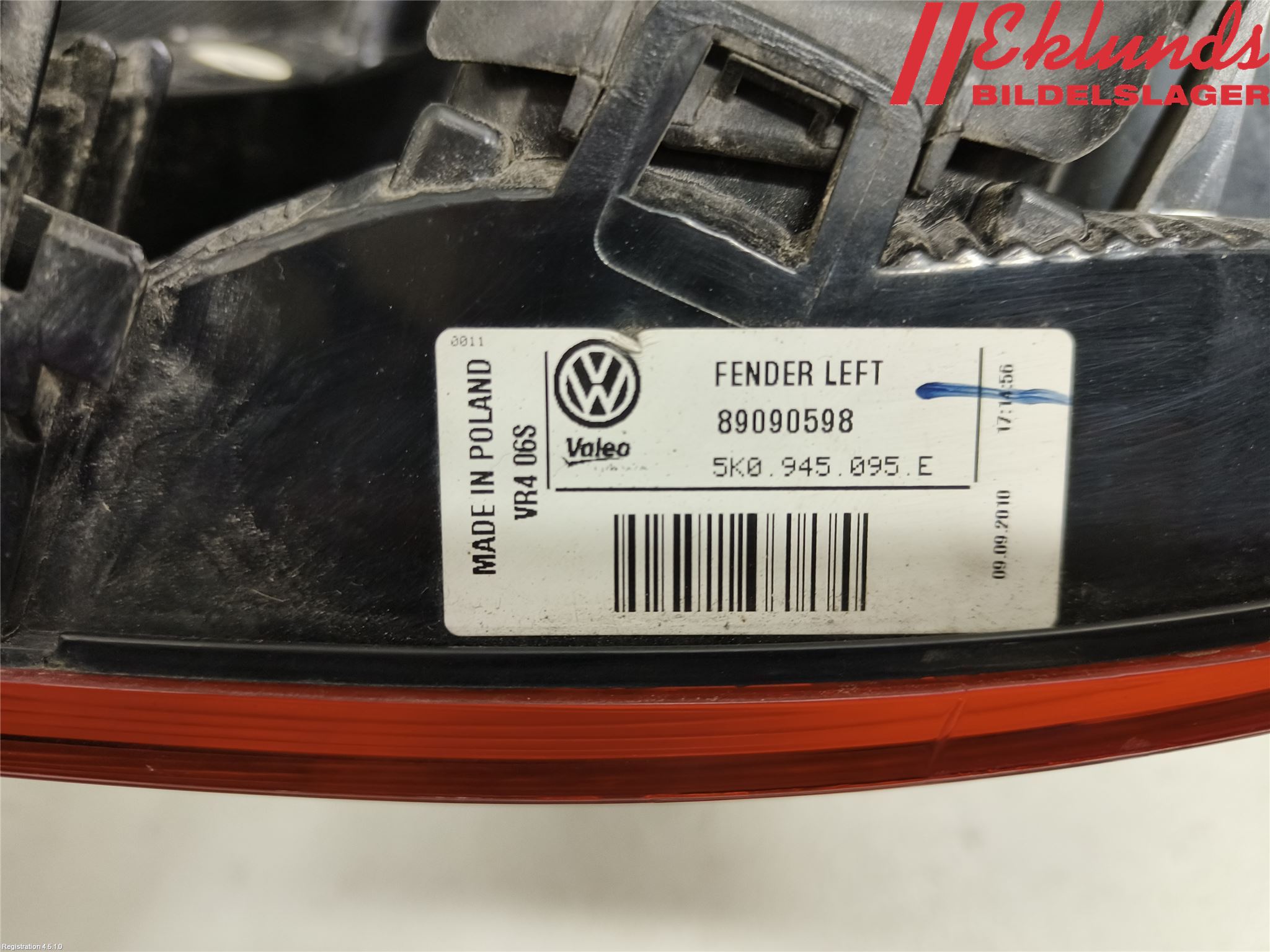 Volkswagen VW GOLF VI 09-13 Bakljus Vänster