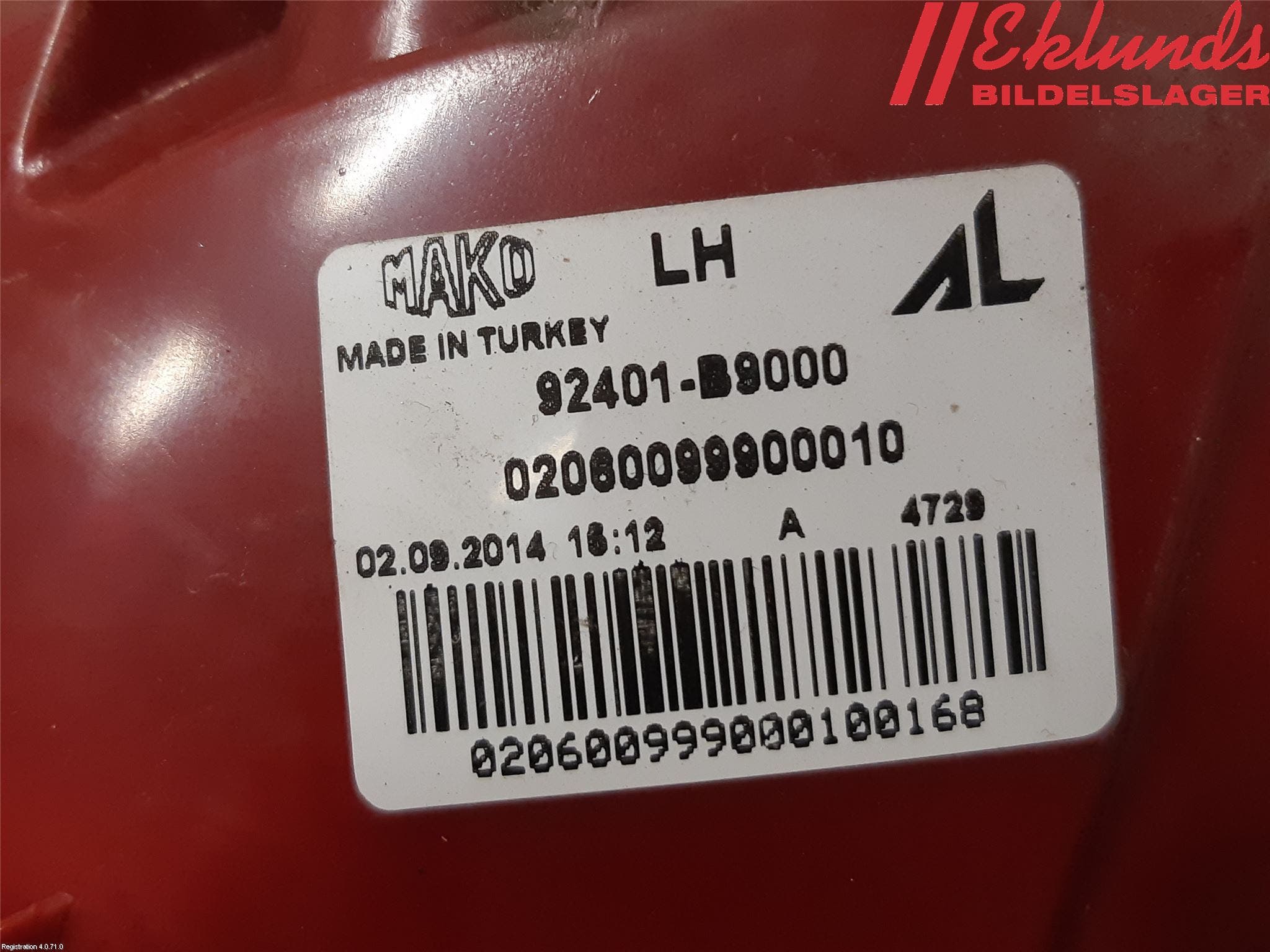 Hyundai i10 BA 14-16 Bakljus Vänster