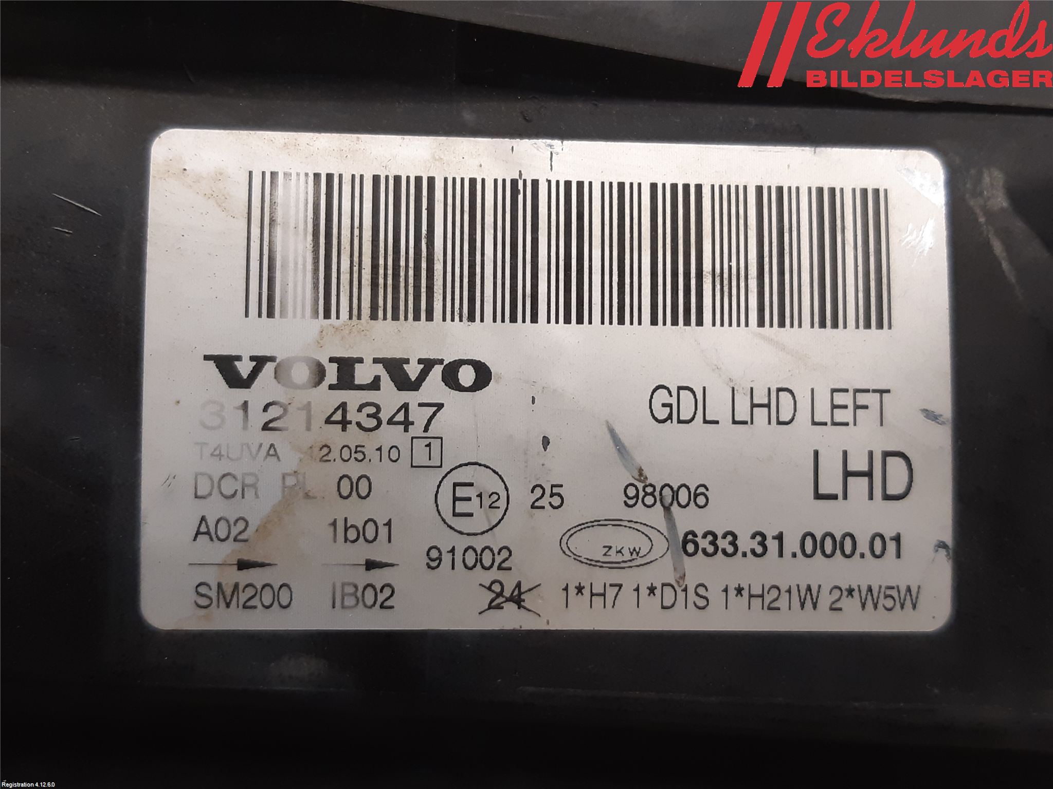 Volvo V70 08-13 Strålkastare Vänster