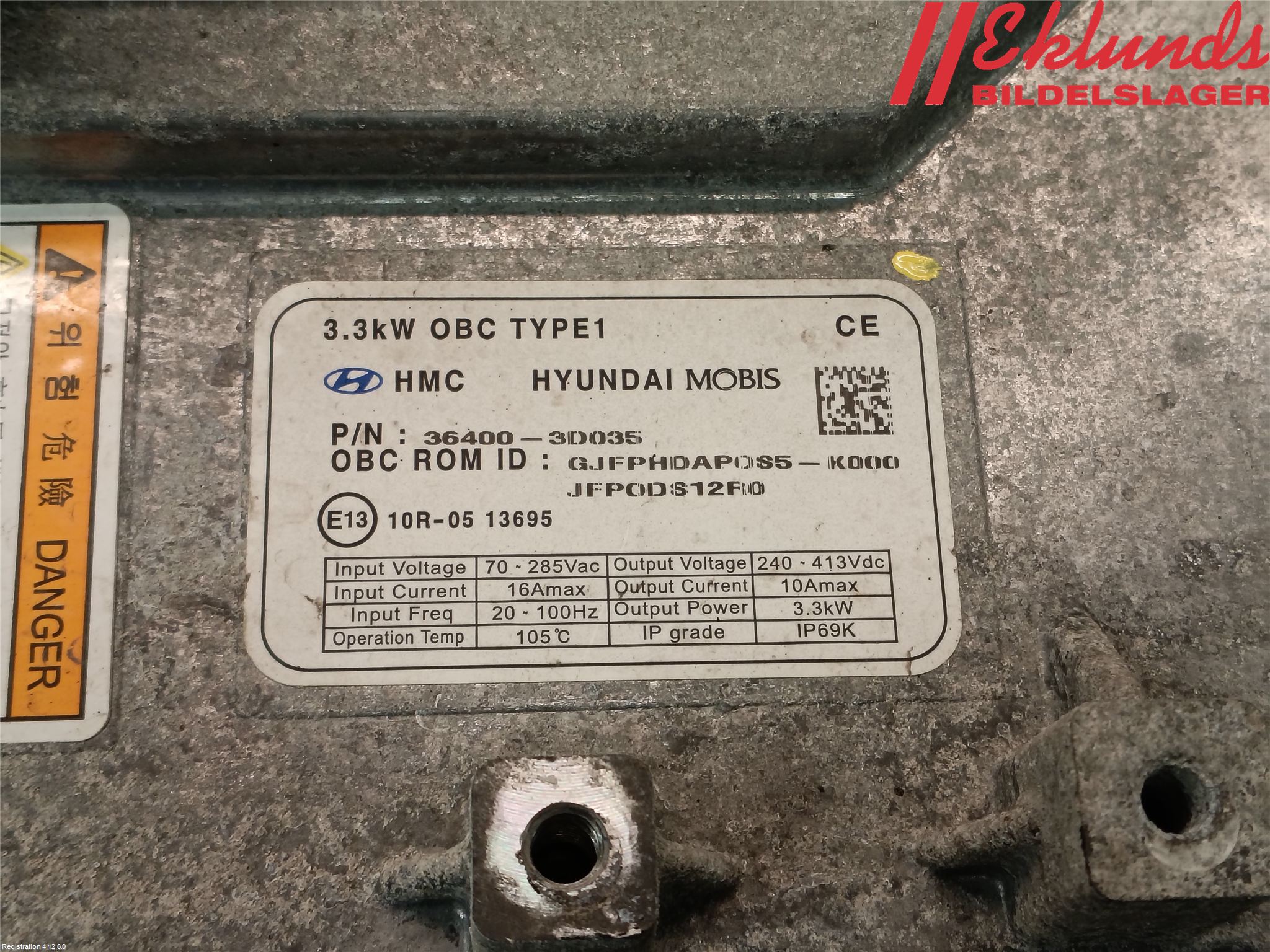 Kia OPTIMA 16-20 Batteriladdare Högspänning