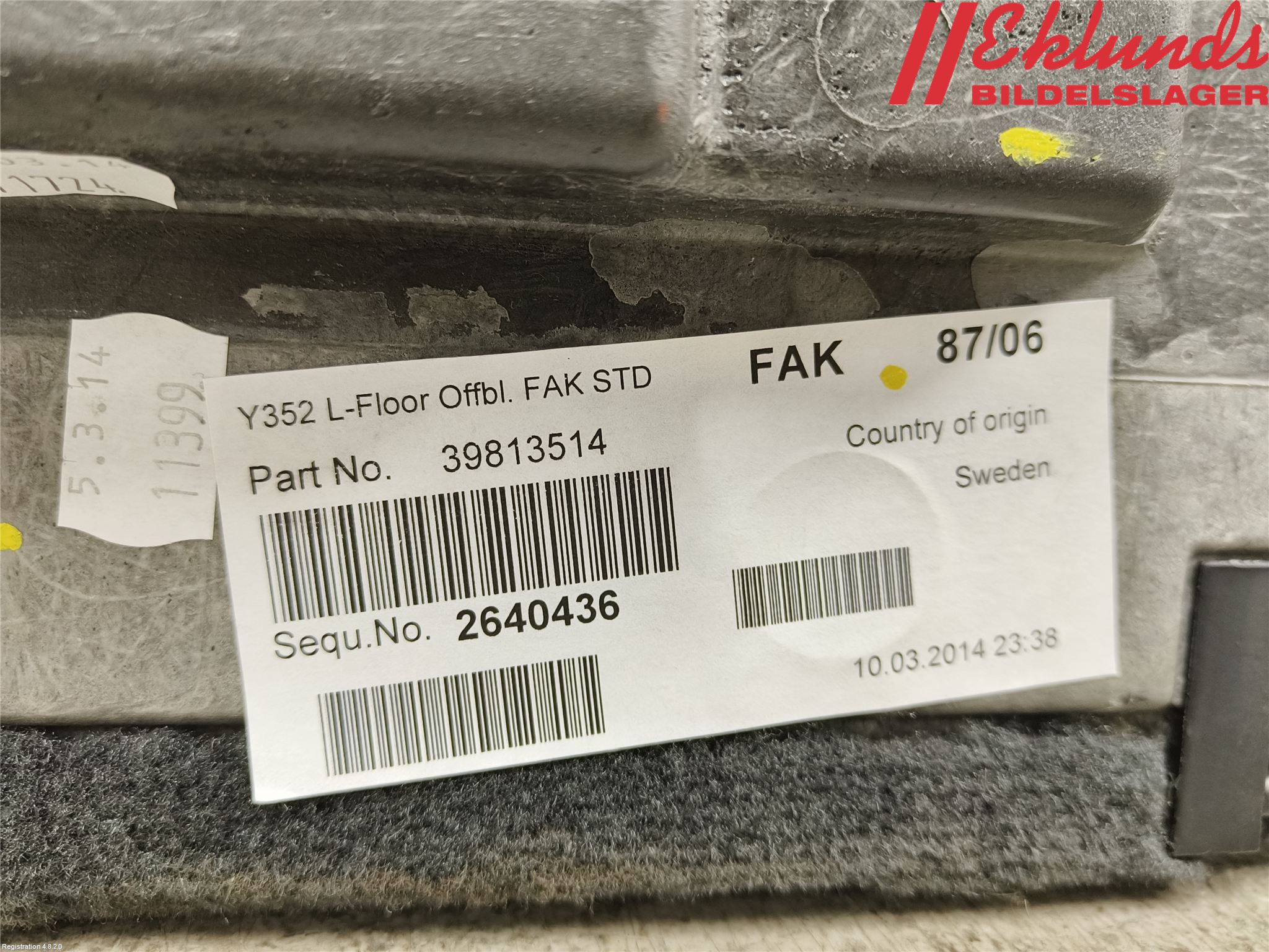 Volvo V60 14-18 Bagage Golv