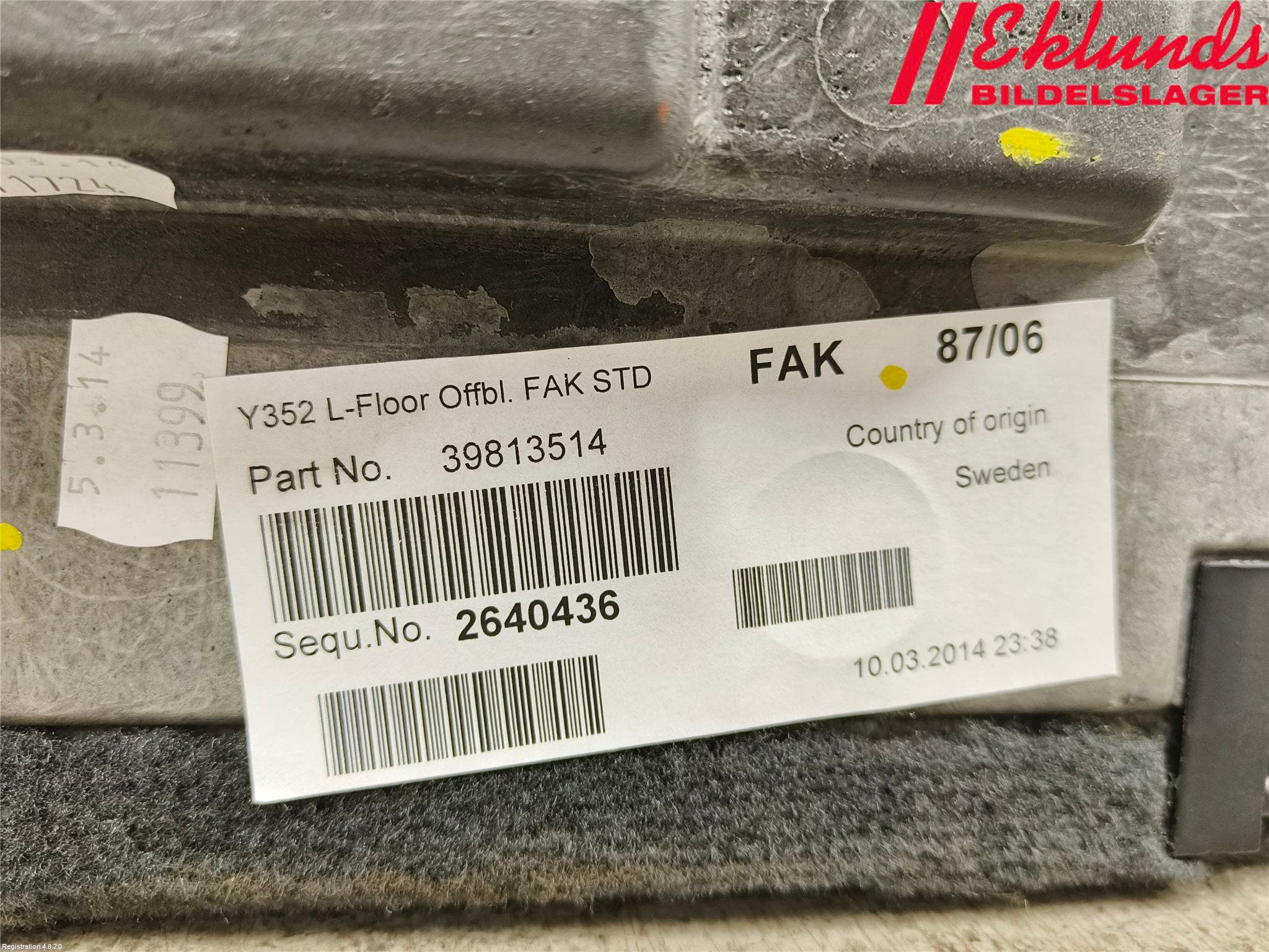 Volvo V60 14-18 Bagage Golv