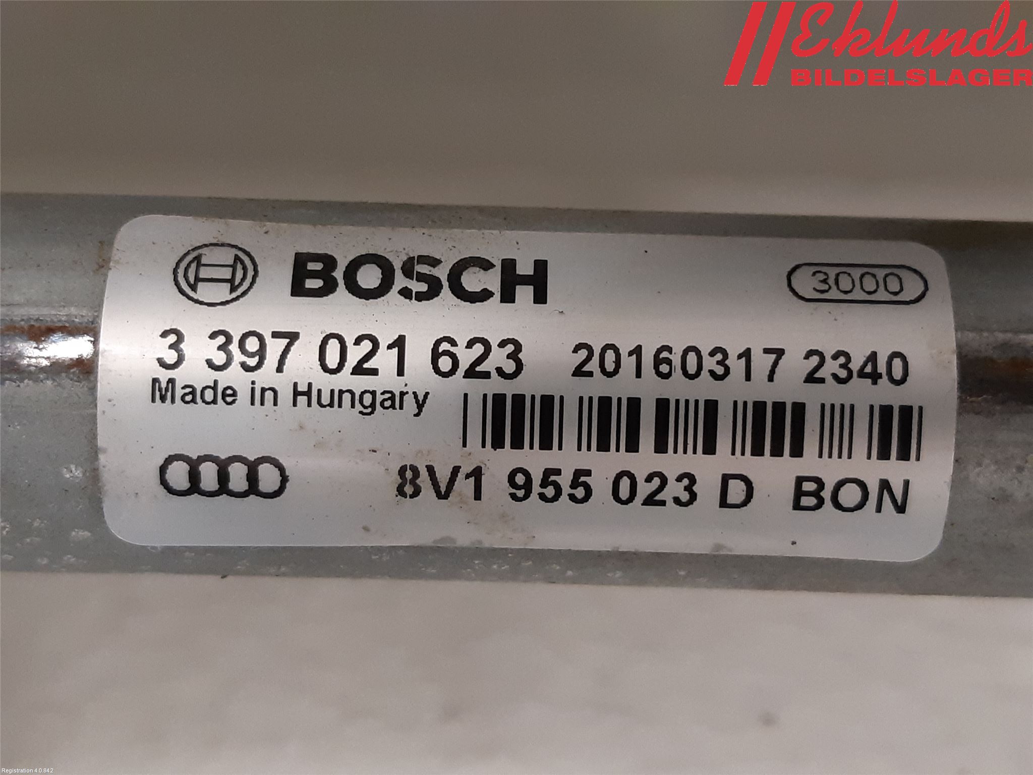 Audi A3/S3 8V 13-20 Torkarmekanism Vindruta