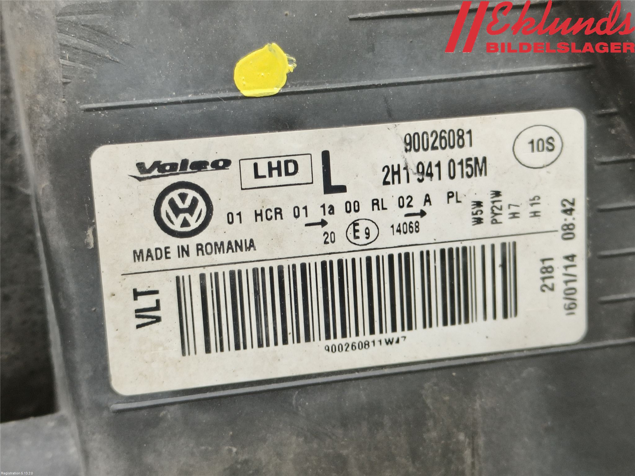 Volkswagen VW AMAROK 2H 10-22 Strålkastare Vänster