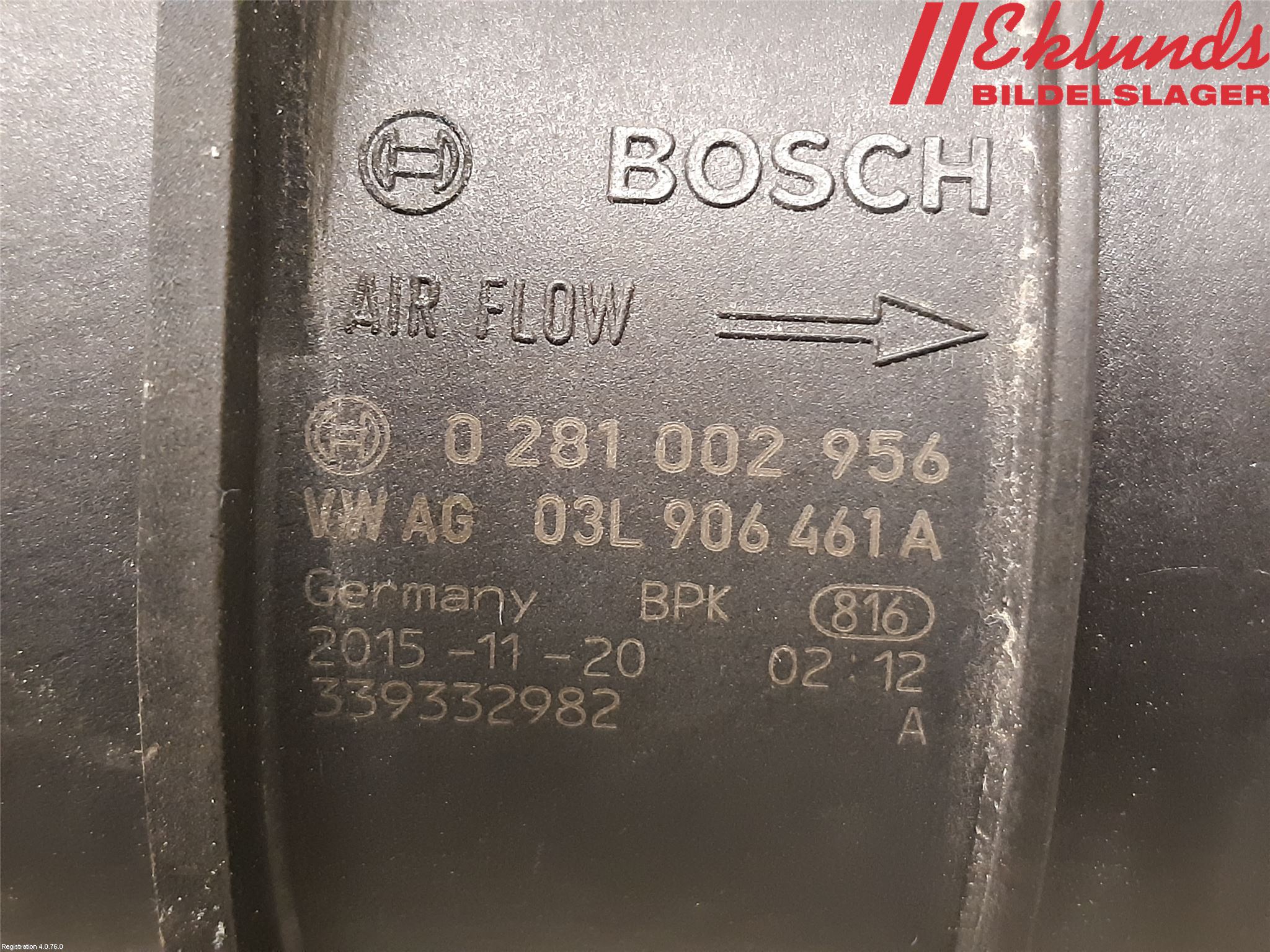 Volkswagen VW CRAFTER 06-16 Injluftmassamätare
