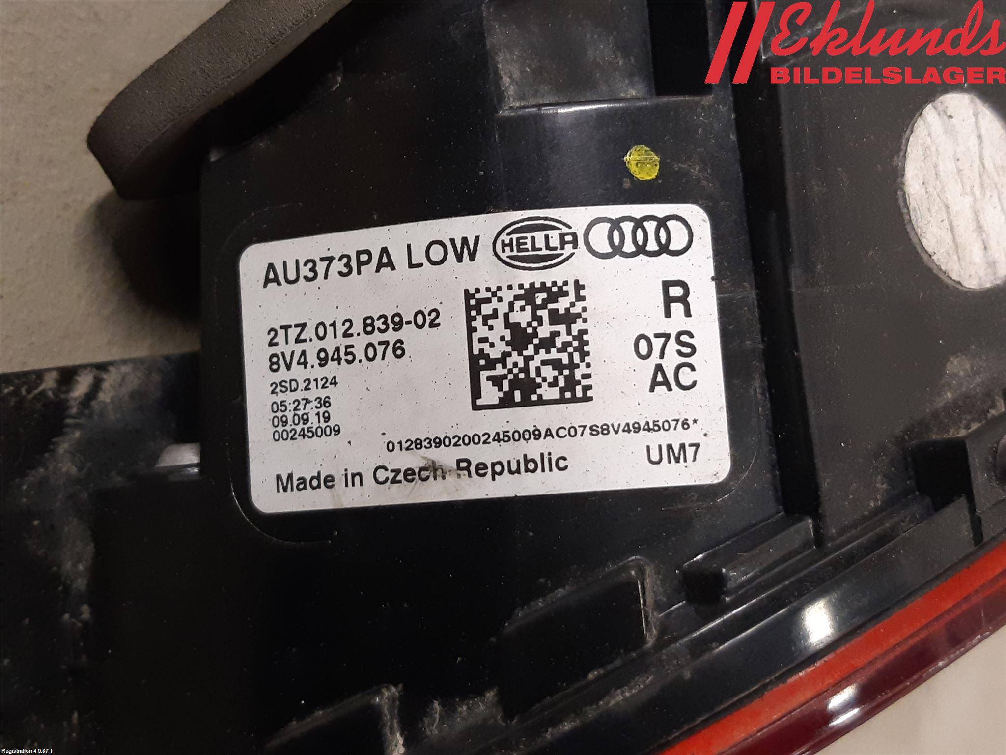 Audi A3/S3 8V 13-20 Bakljus Lucka Hö