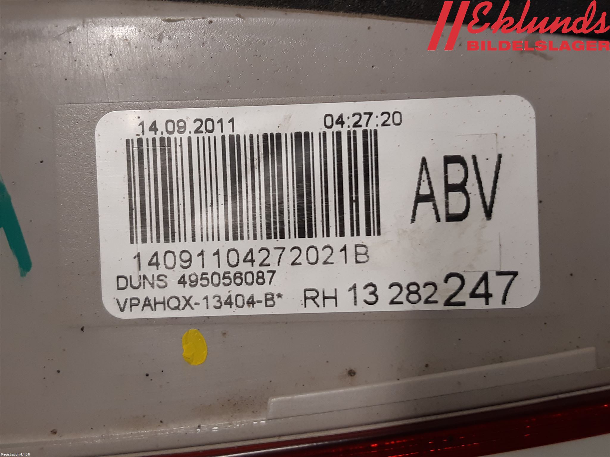 Opel ASTRA J 10-15 Bakljus Lucka Hö