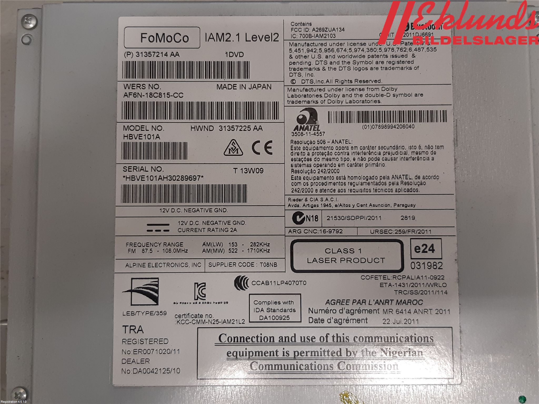 Volvo XC60 09-13 Cd Radio - Multimediapanel