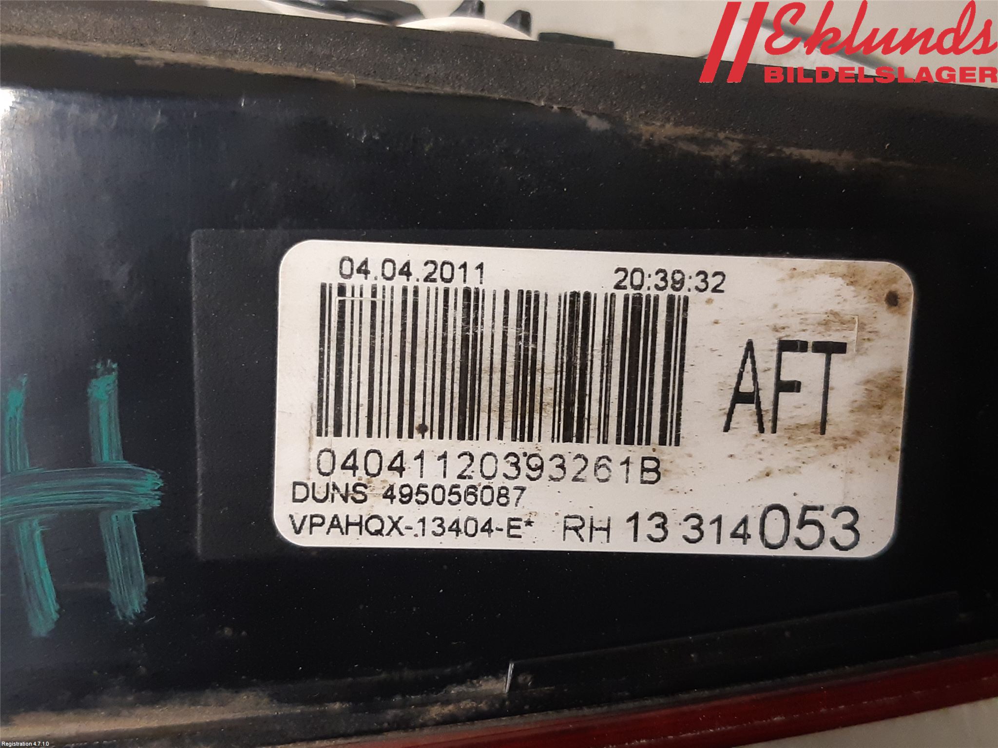 Opel ASTRA J 10-15 Bakljus Lucka Hö