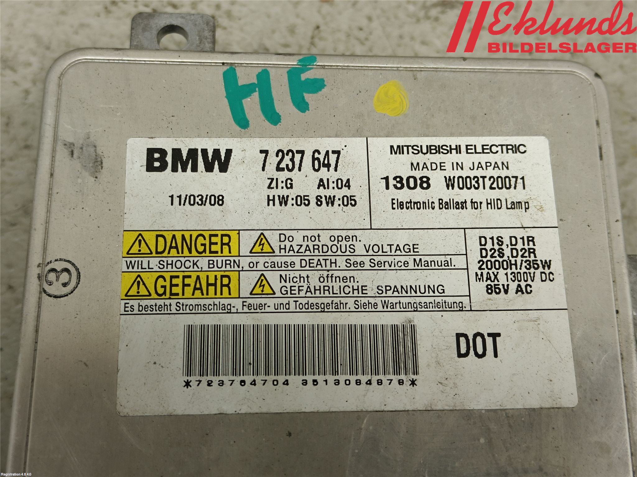 BMW 5 F10/F11/F18 09-17 Styrenhet Strålkastare