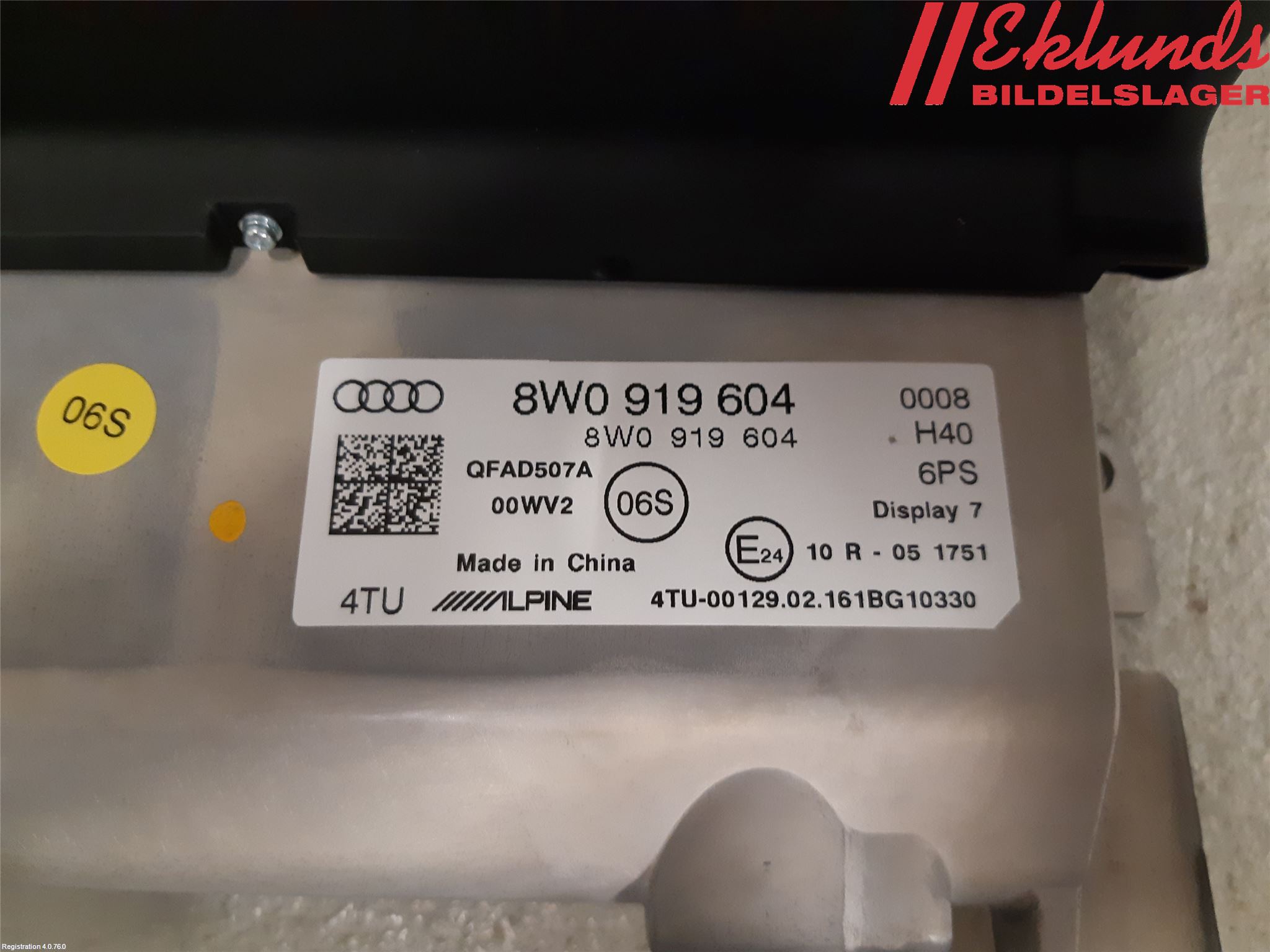 Audi A4/S4 B9 16-19 Multifunktionsdisplay