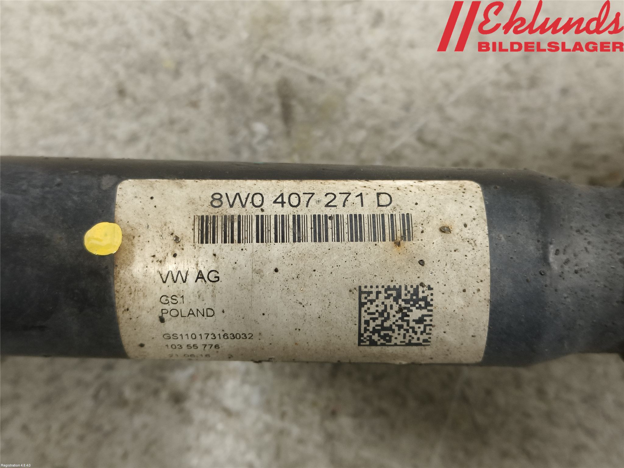 Audi A4/S4 B9 16-19 Drivaxel Fram Höger