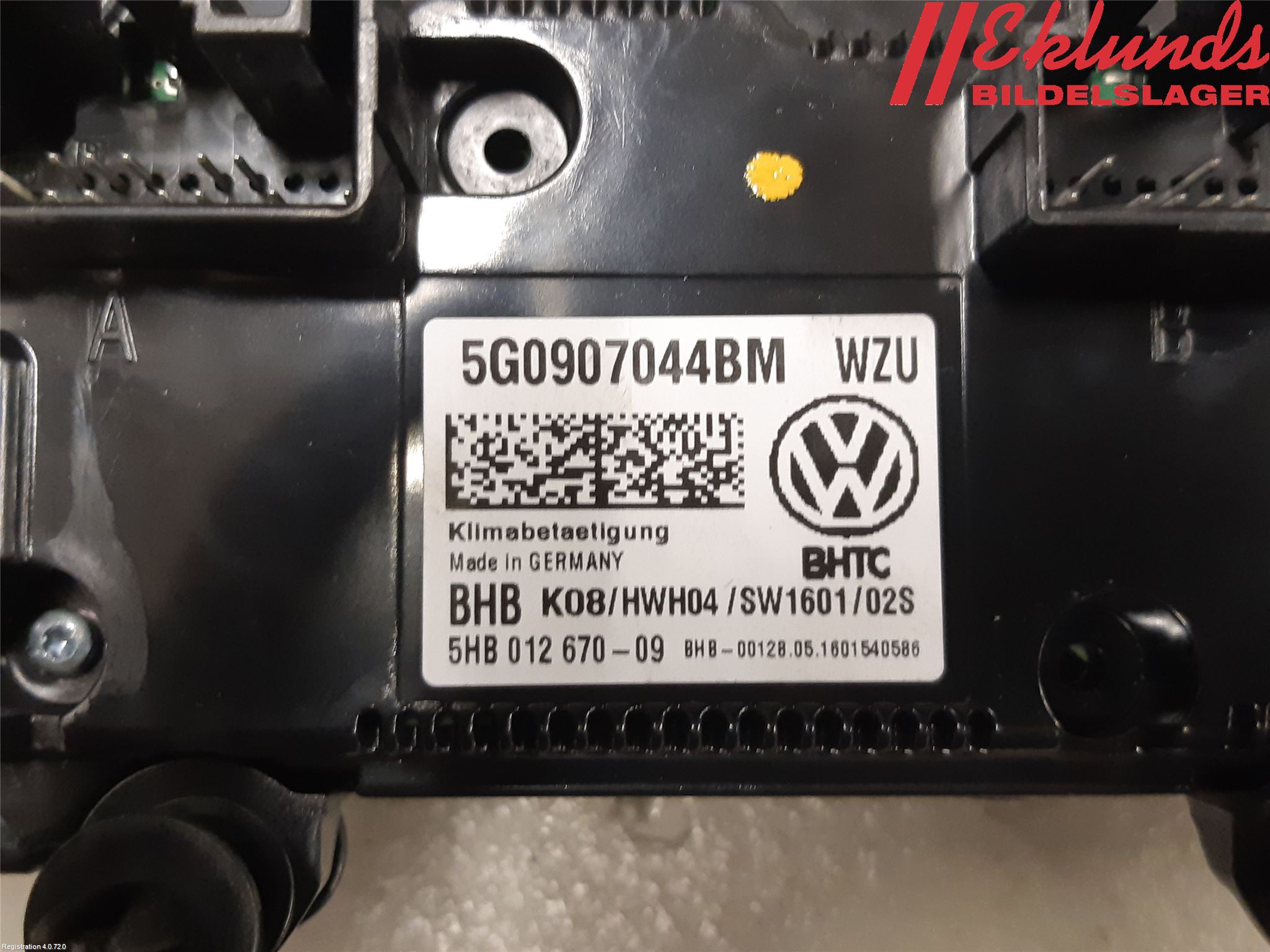 Volkswagen VW GOLF / E-GOLF VII 13-20 Ac Styrenhet Ac Manöveren