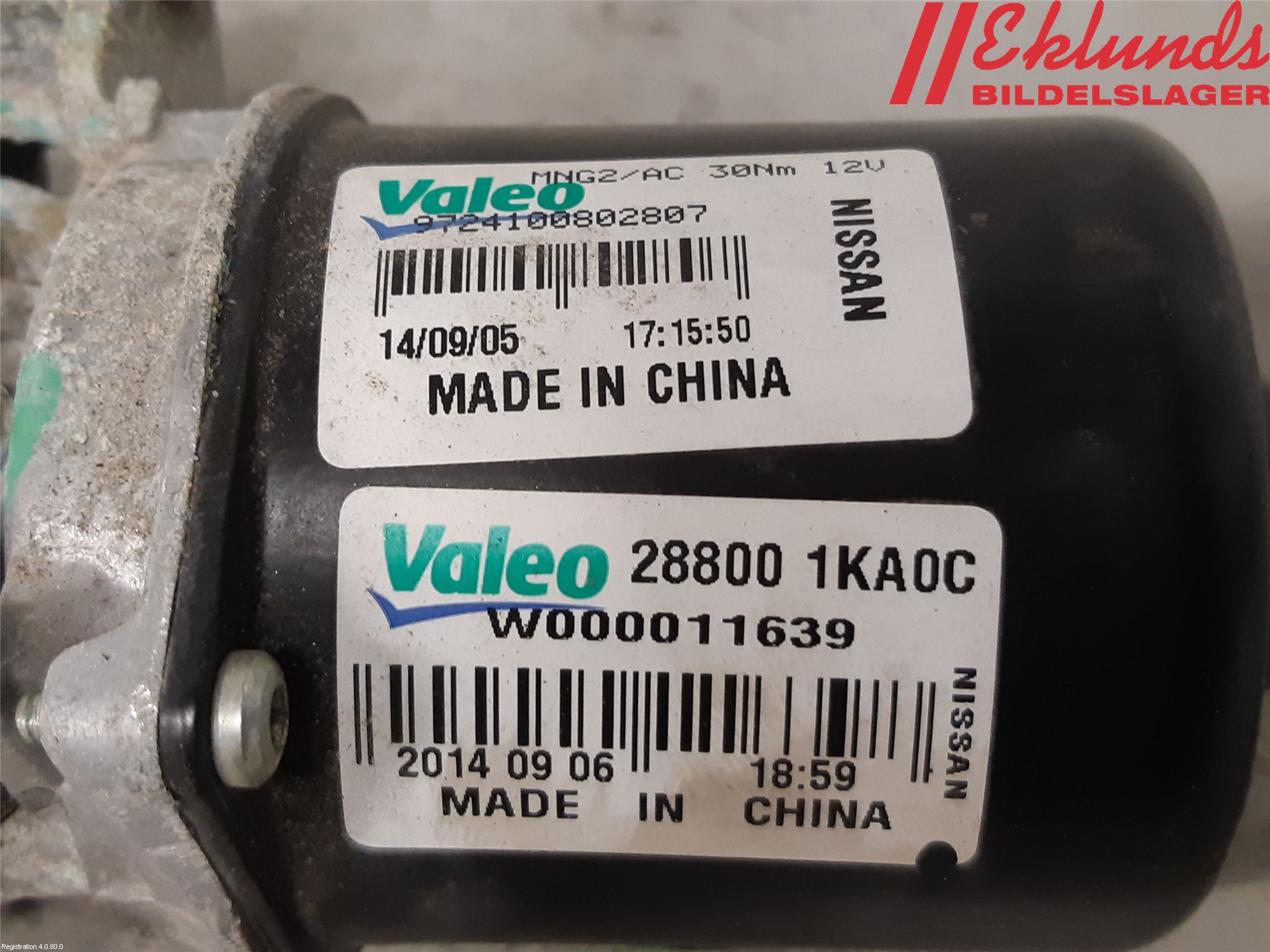 Nissan JUKE 14-19 Torkarmotor Vindruta