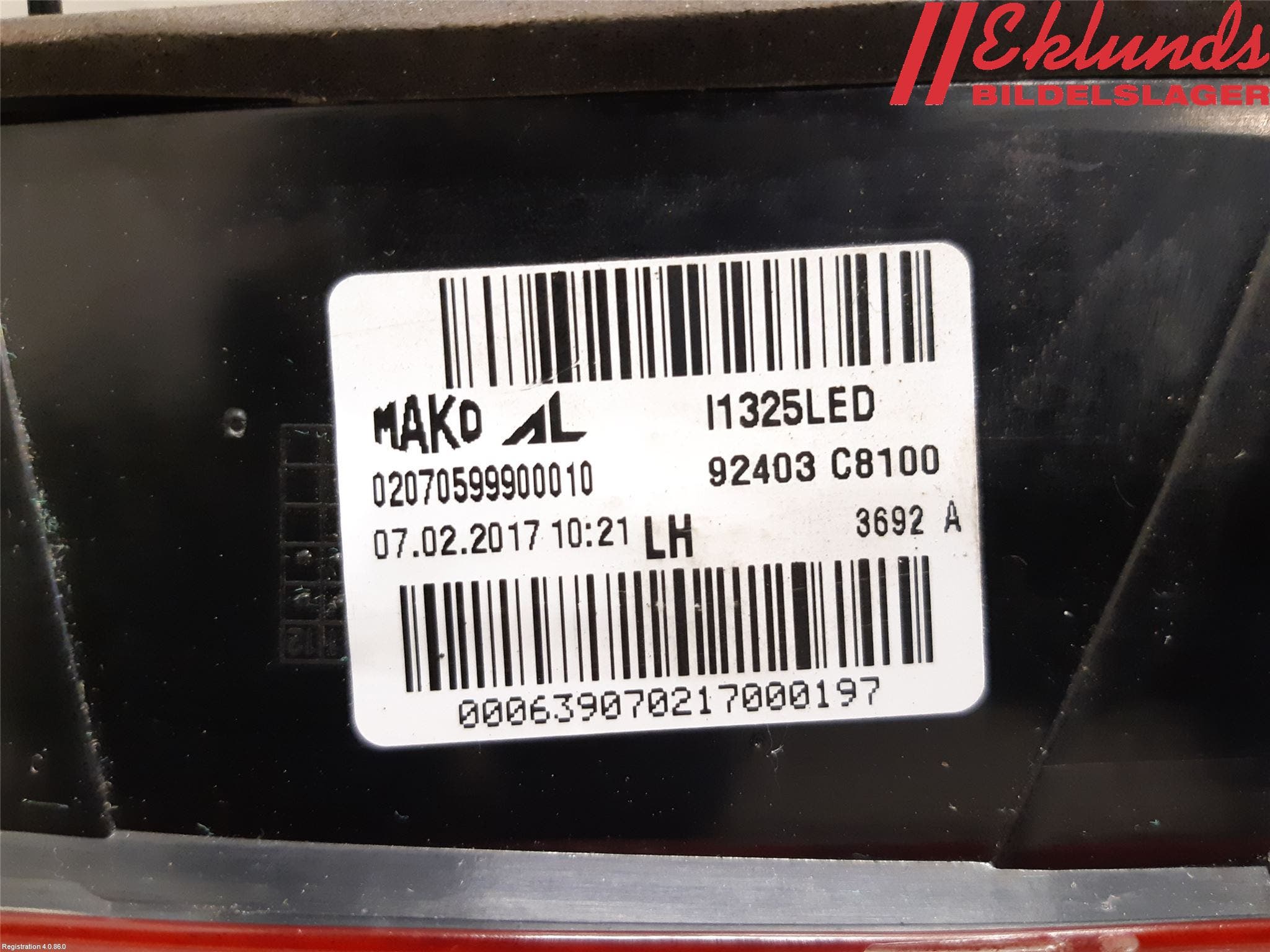 Hyundai i20 GB 15-20 Bakljus Lucka Vä