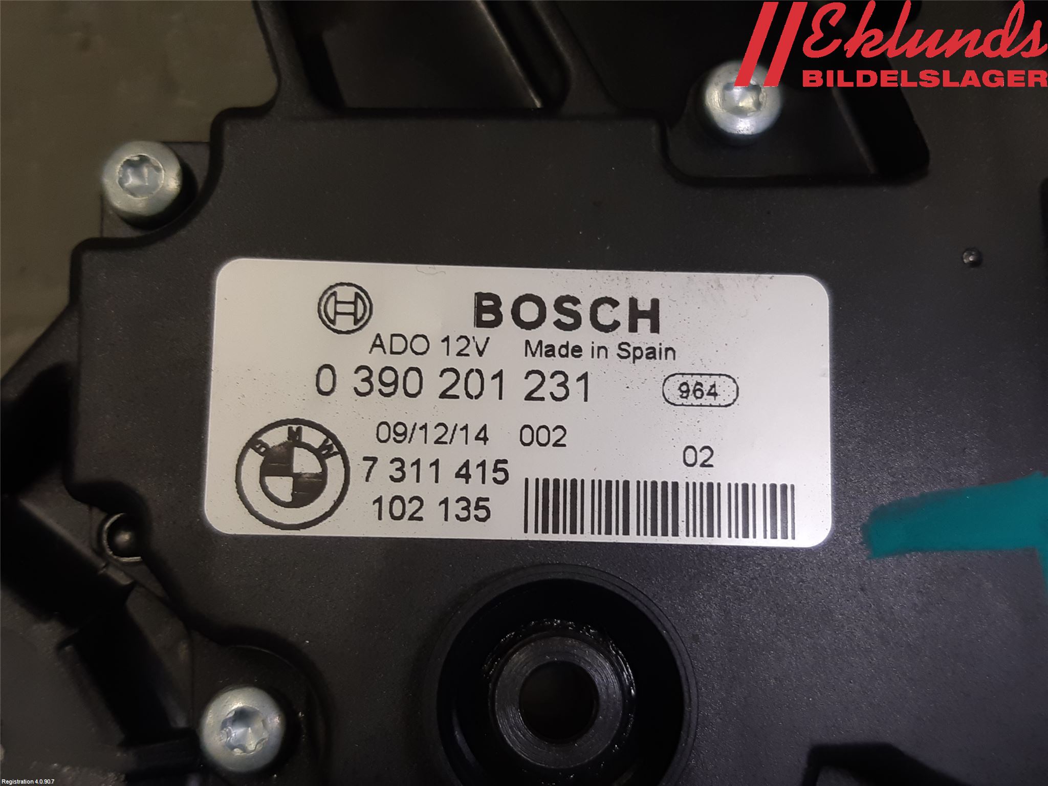 BMW 3 F30/F31/F80 12-19 Torkarmotor Baklucka