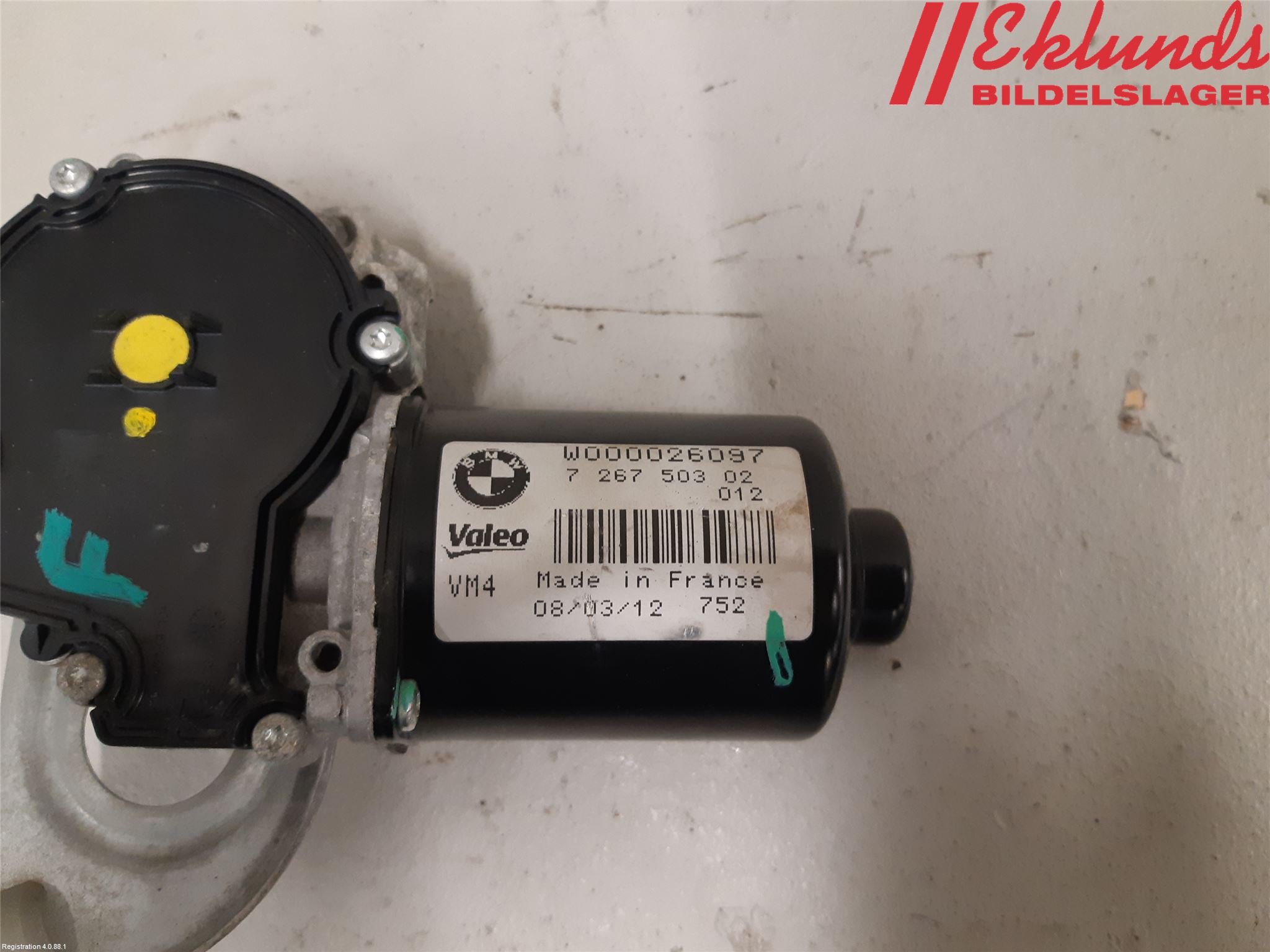 BMW 3 F30/F31/F80 12-19 Torkarmotor Vindruta