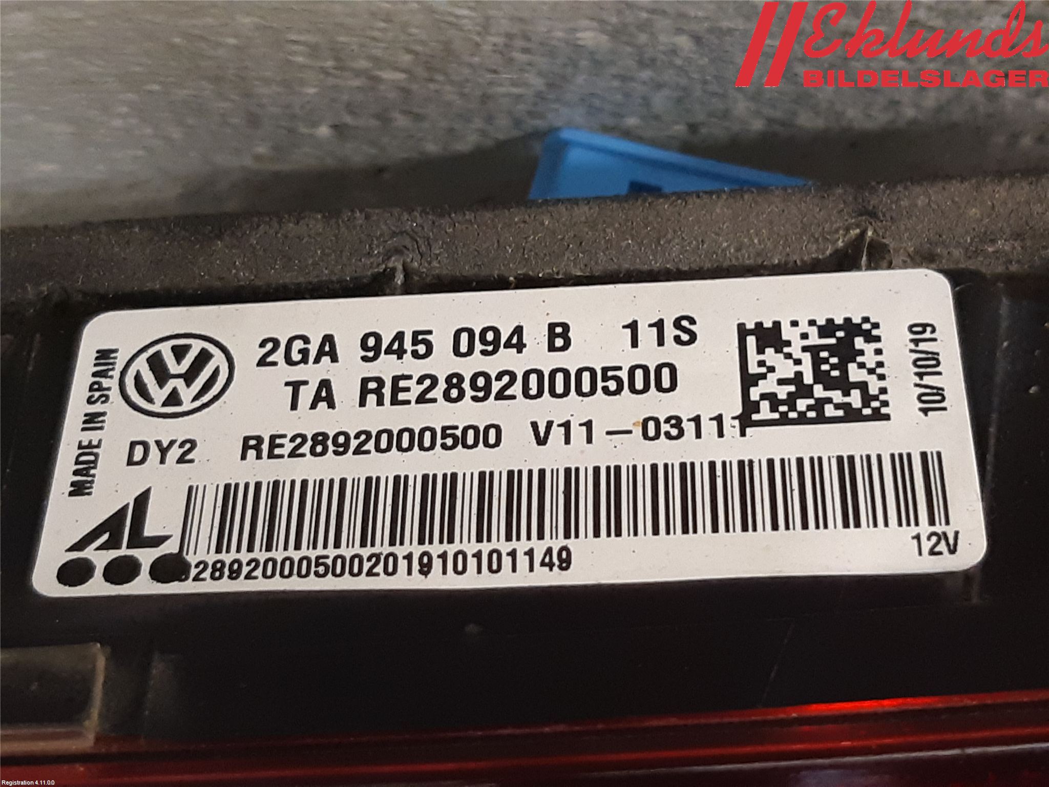 Volkswagen VW T-ROC 18- Bakljus Lucka Hö